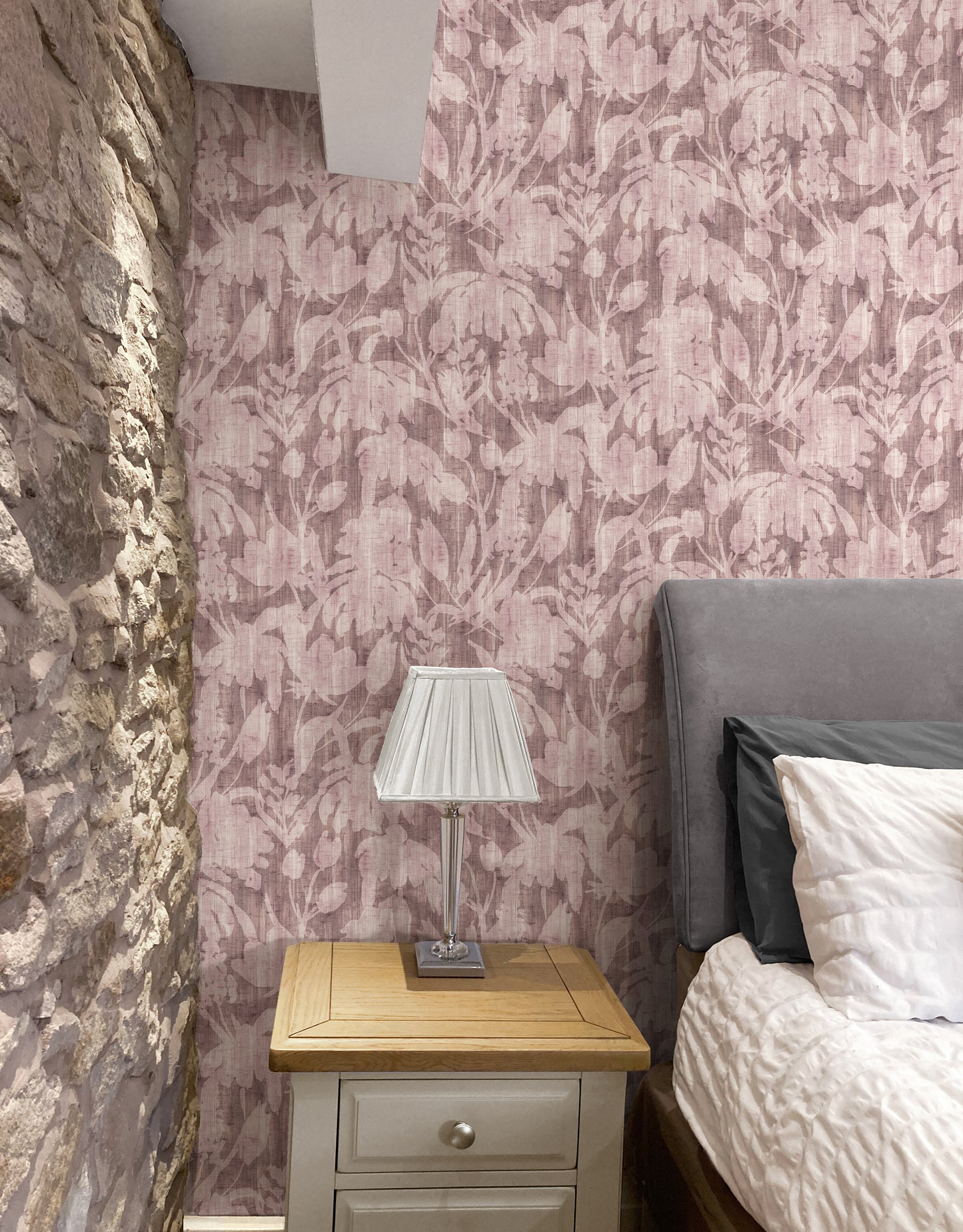 Aged Botanical Crushed Pink Wallpaper