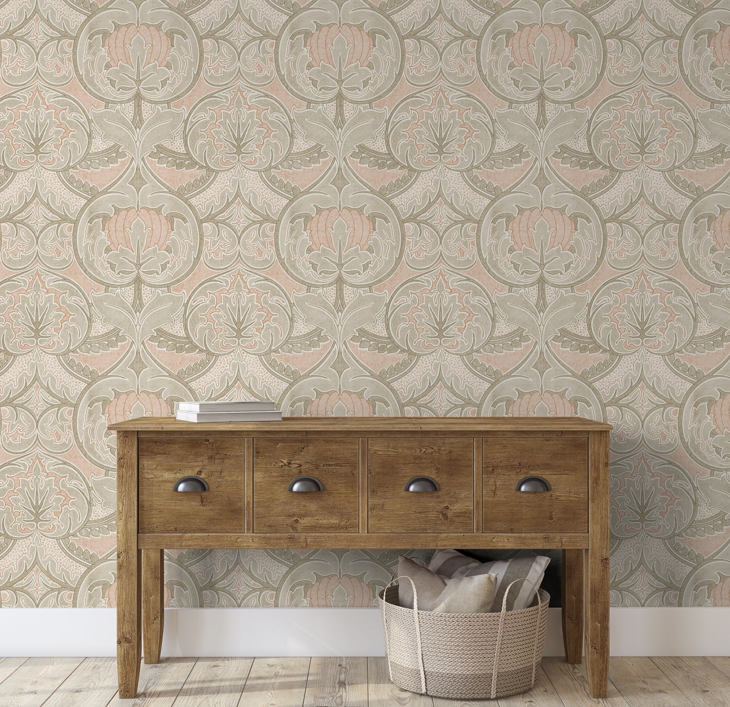 Arts & Crafts Soft Peach Wallpaper