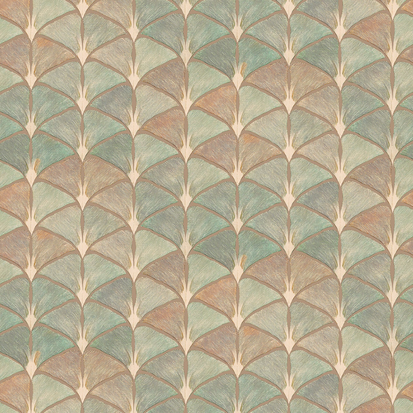 Aubrey Peaches & Green Wallpaper