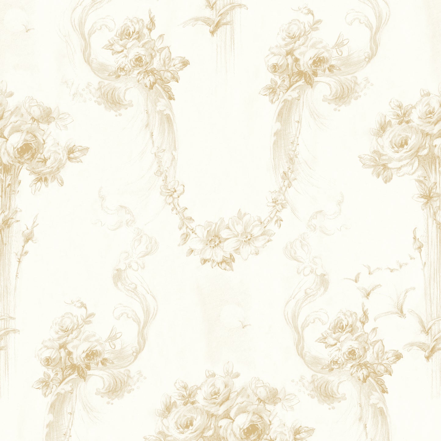 Baroque Barley on Cream Wallpaper