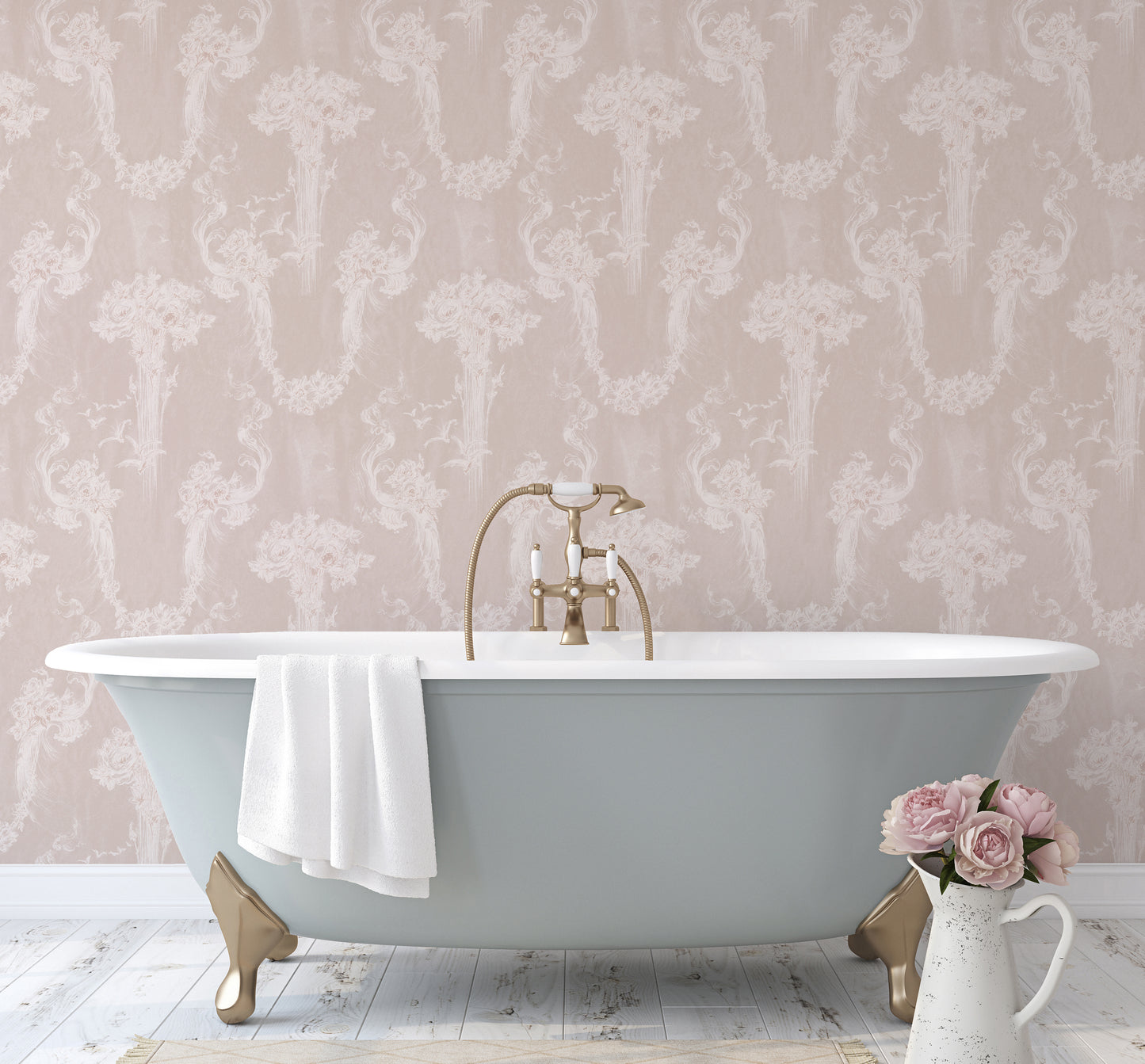 Baroque Chalk on Plaster Wallpaper