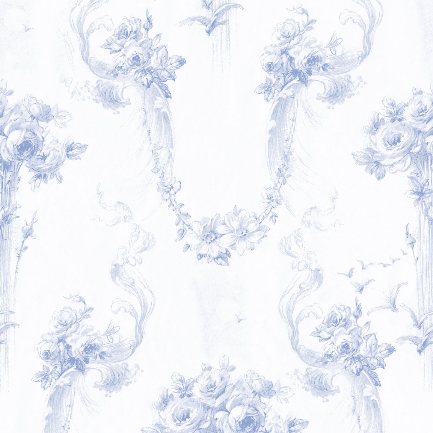 Baroque Cornflower Wallpaper