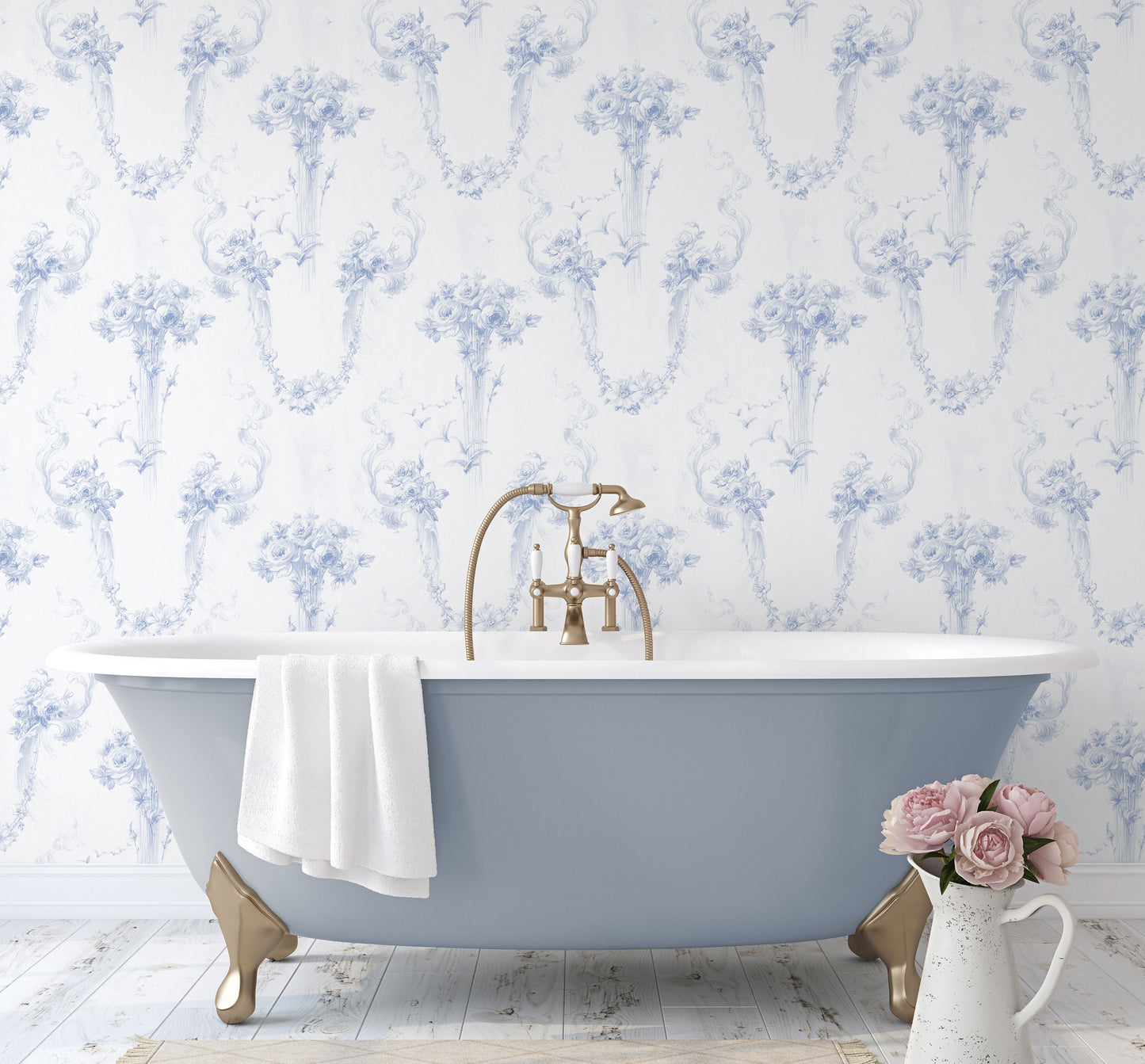 Baroque Cornflower Wallpaper