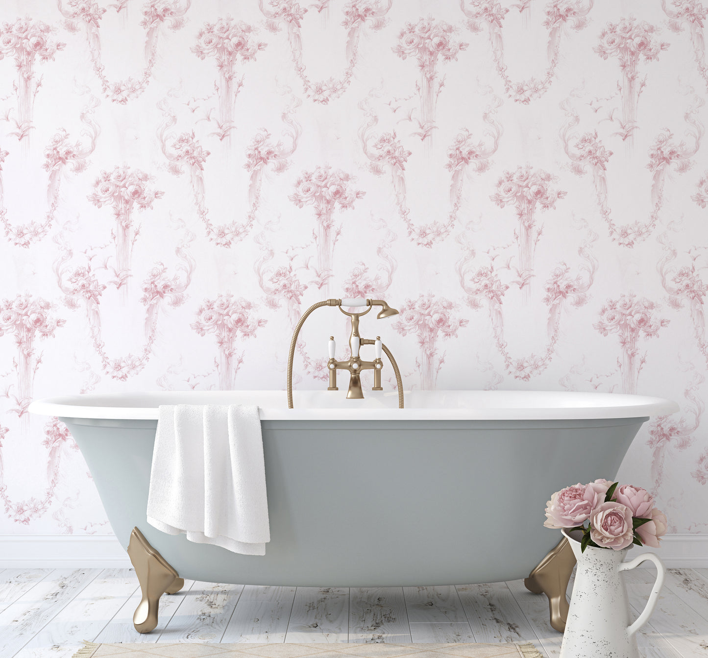 Papier Peint Baroque Rouge Rose