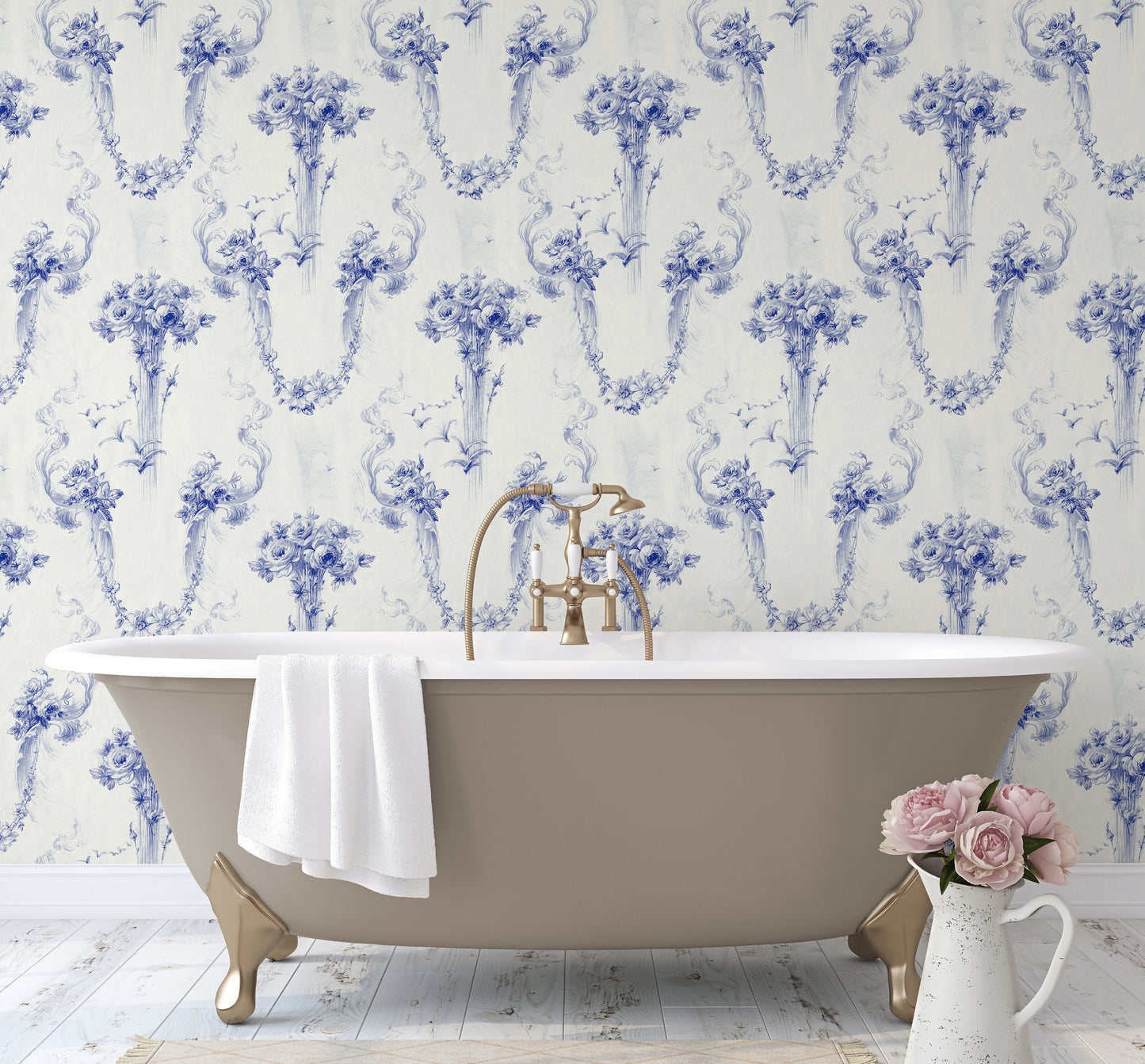 Baroque Royal on Cream Wallpaper