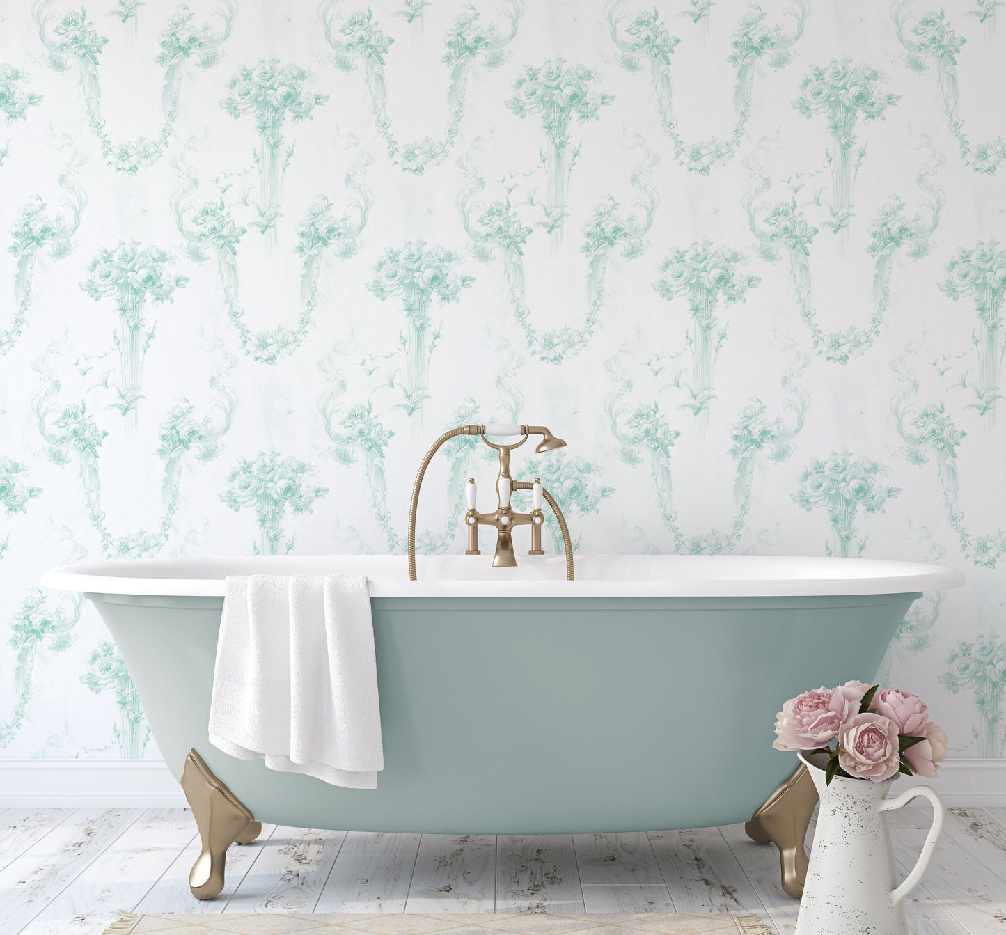 Baroque Turquoise Wallpaper