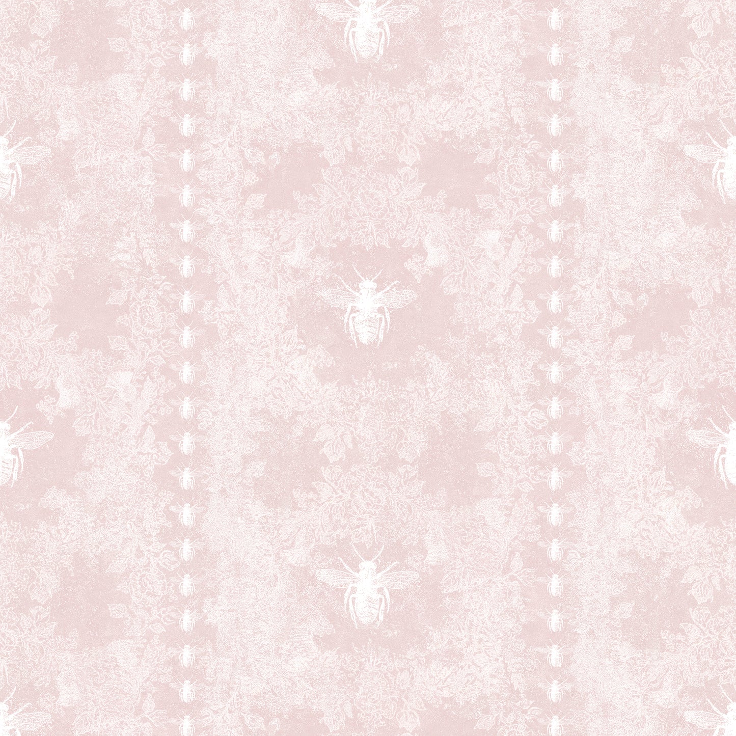 Bee Stripe Soft Pink Wallpaper