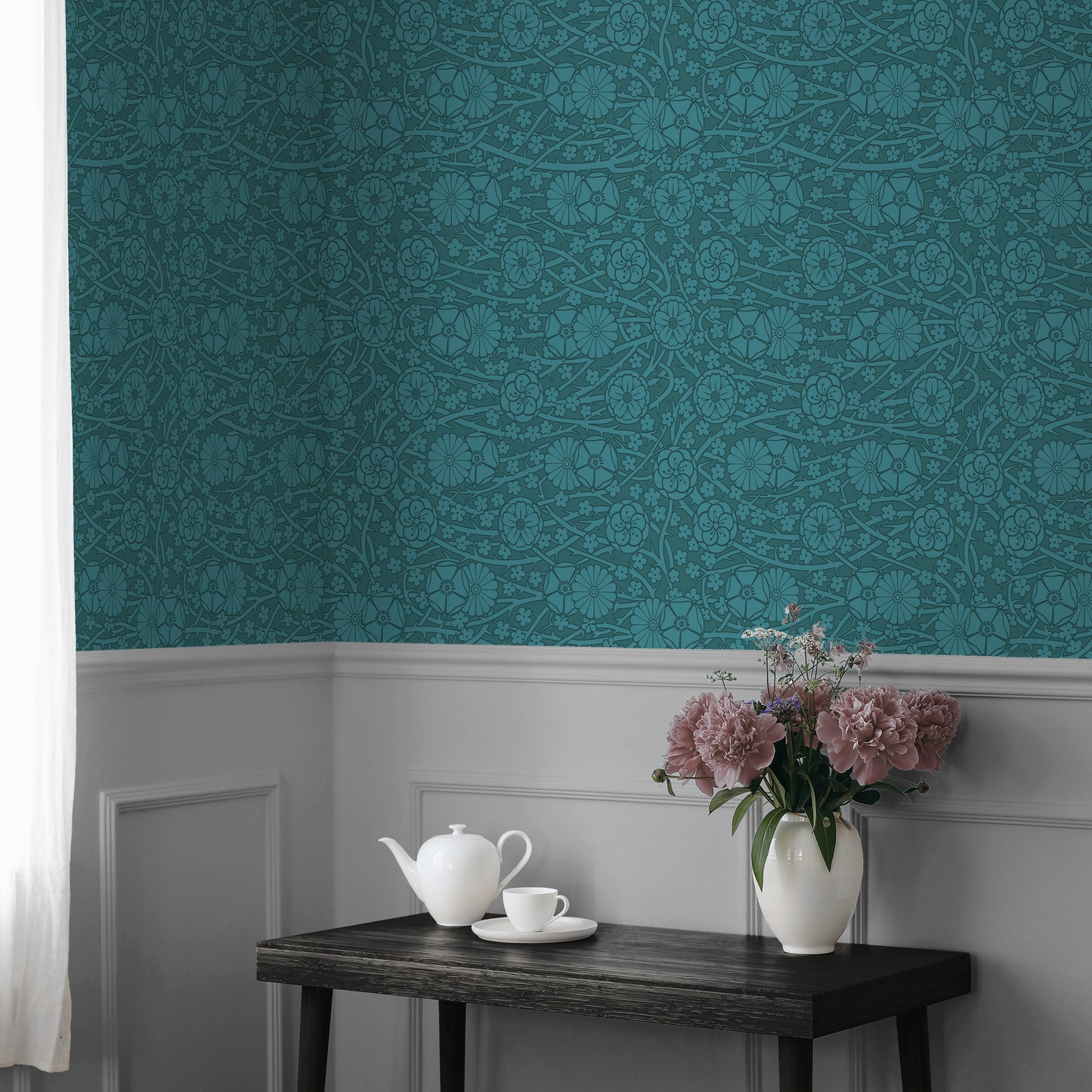 Arts & Crafts Papier peint Aqua Blues