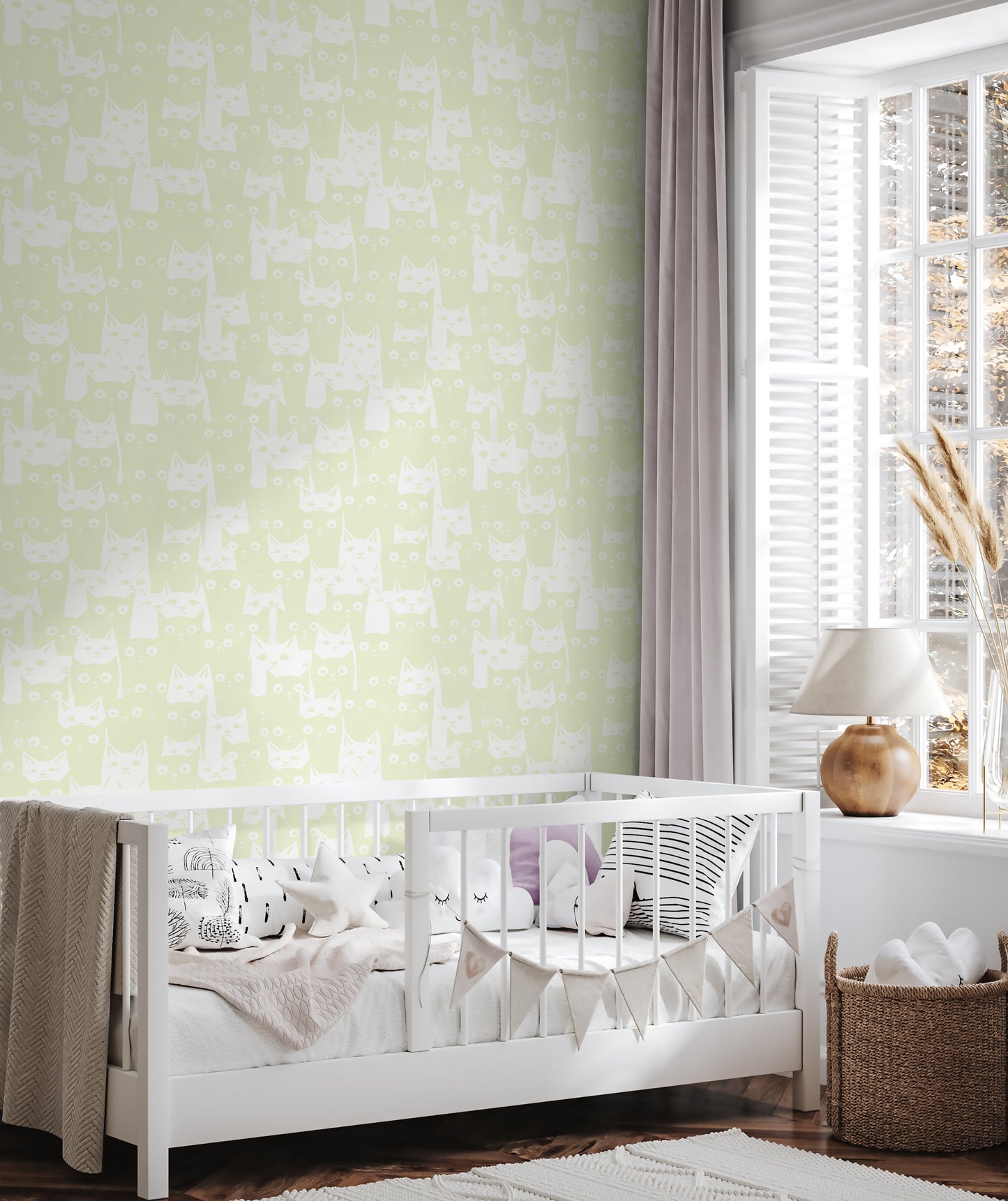 Cats Lime Green Wallpaper