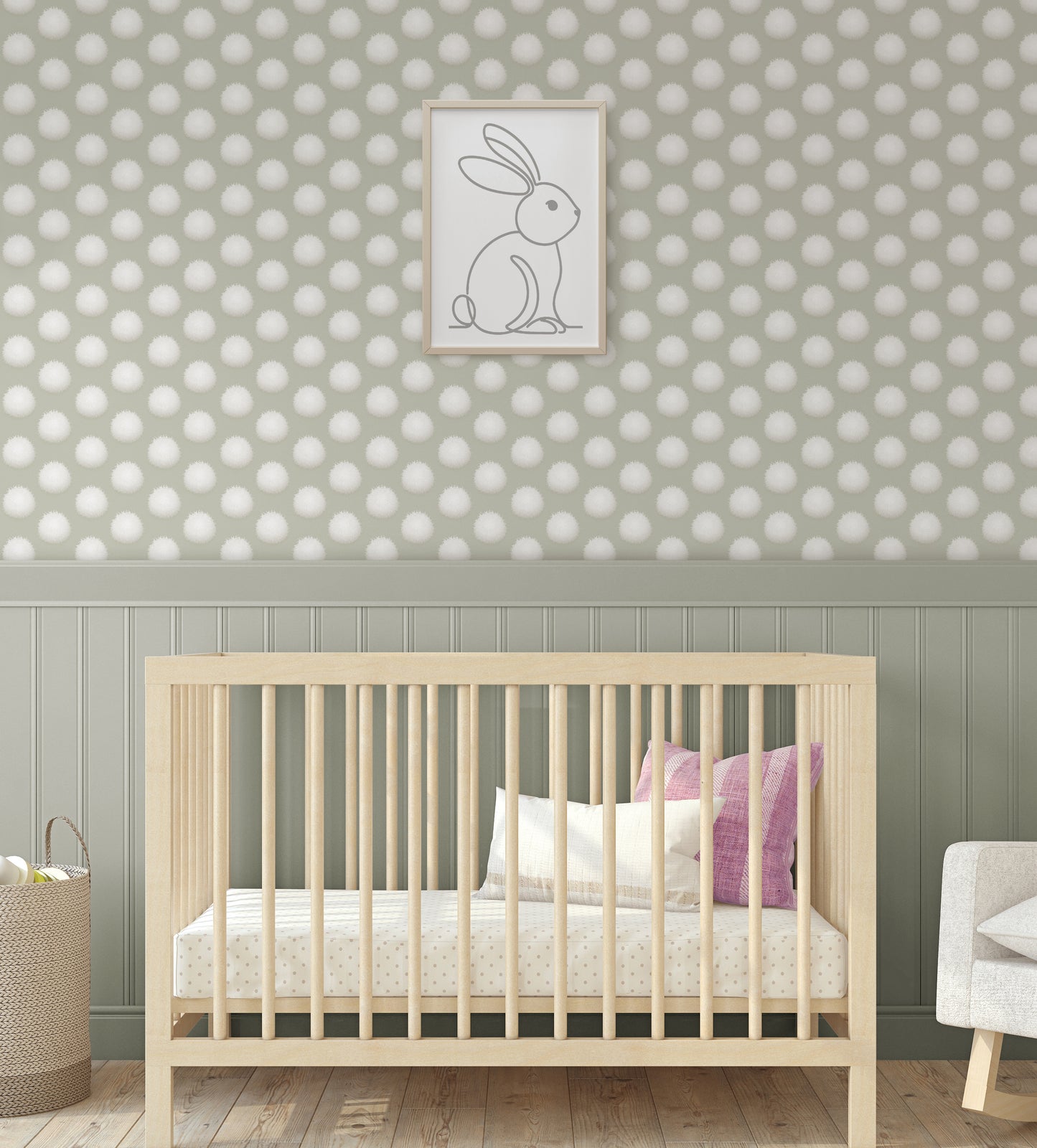 Cottontails Sage Green Wallpaper