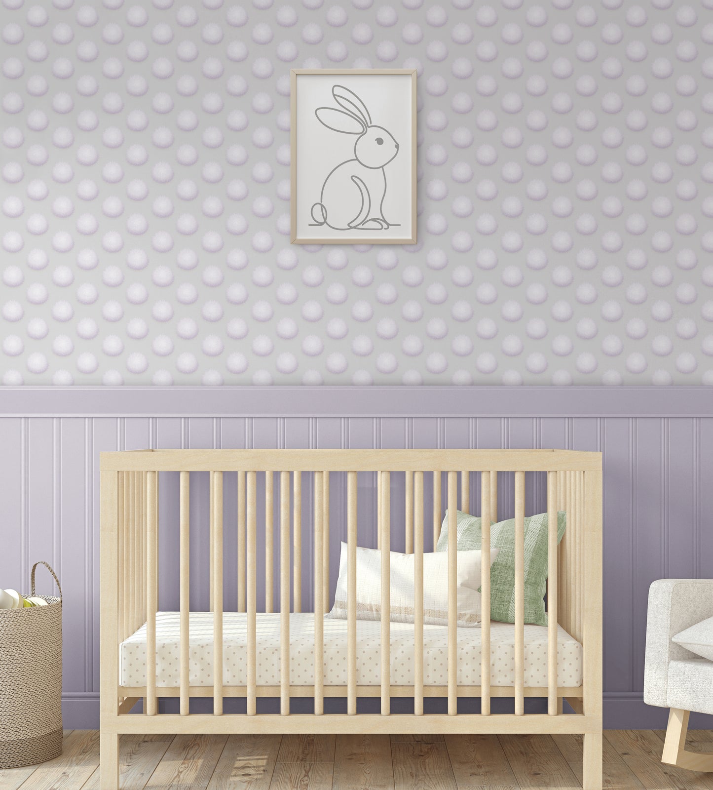 Cottontails Soft Lavender Wallpaper