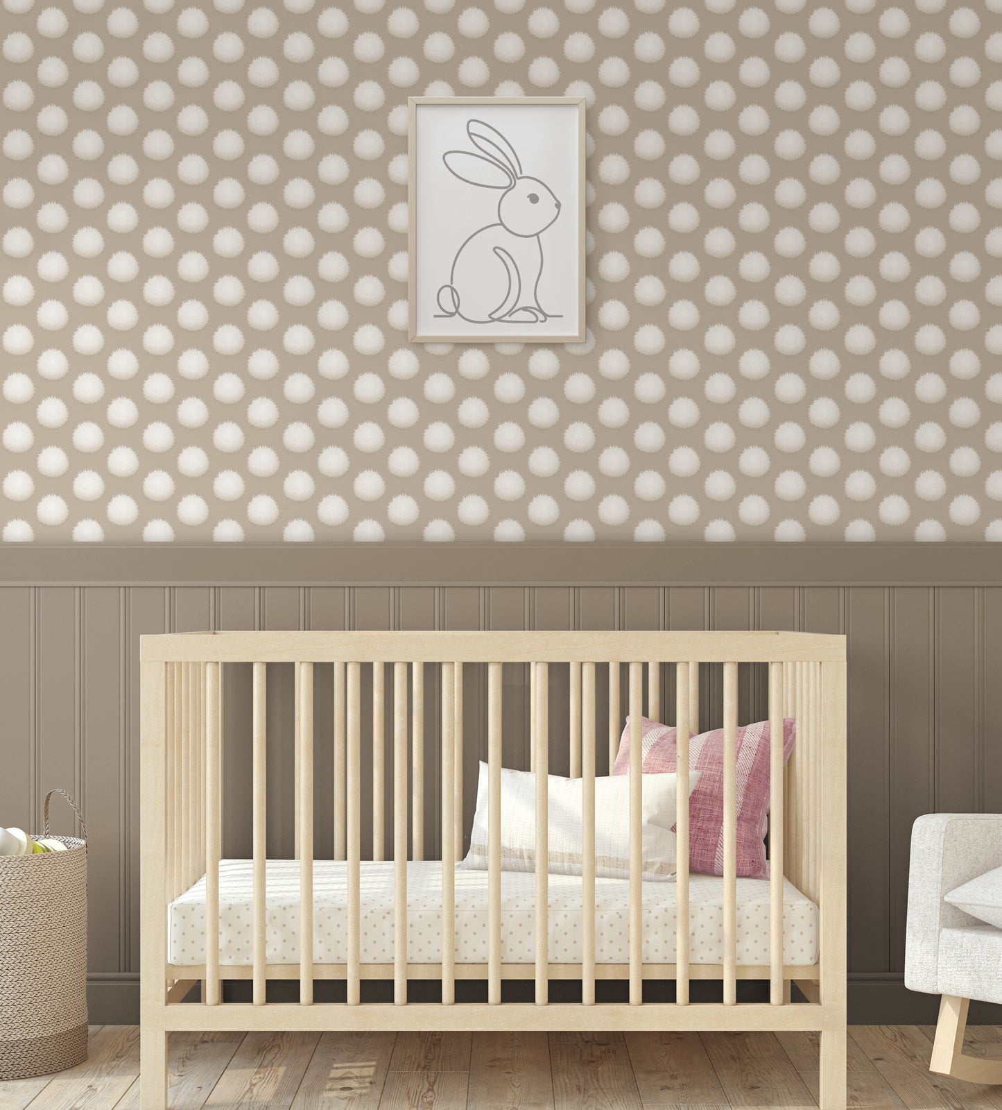 Cottontails Taupe Wallpaper