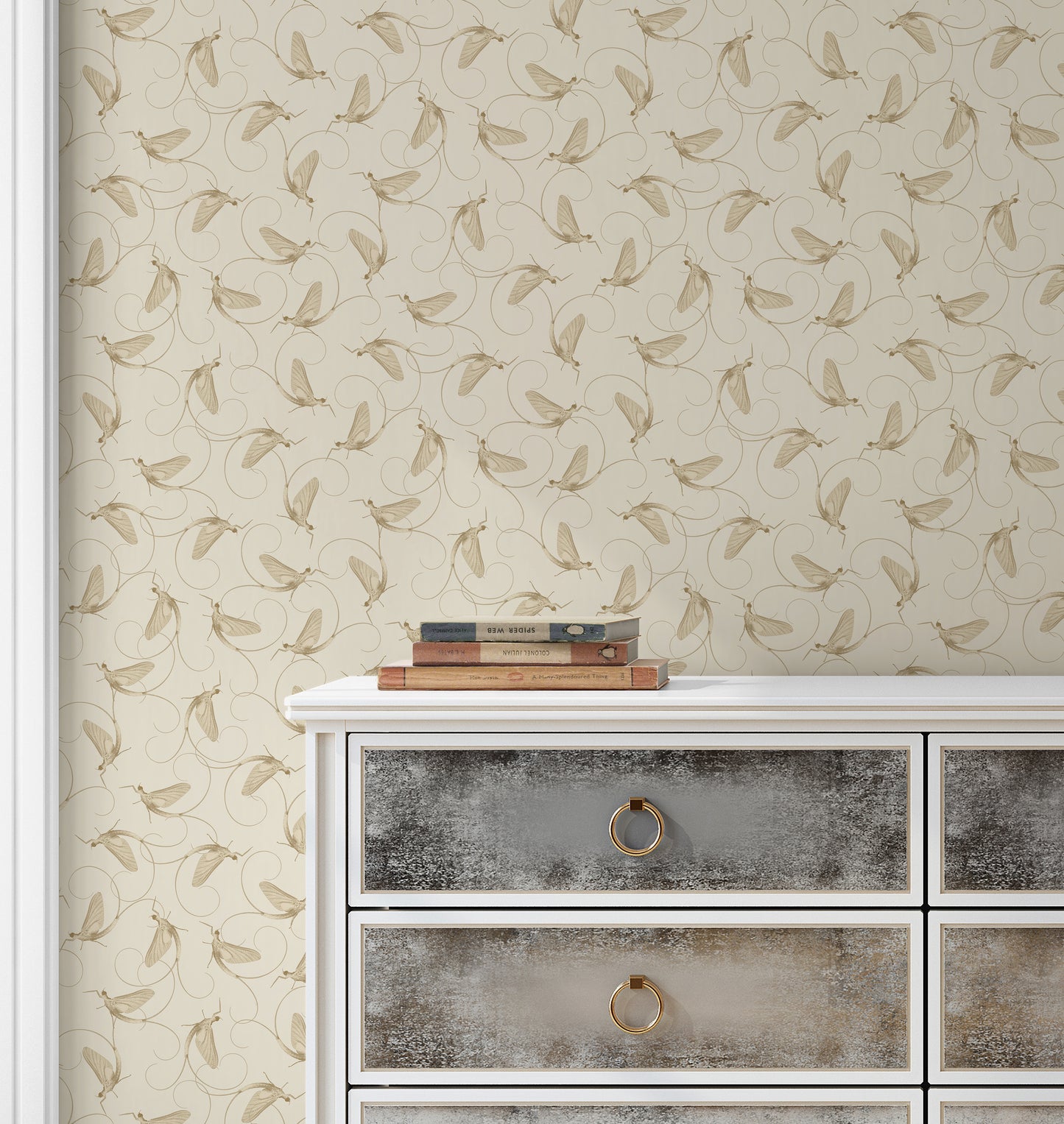 Dance Of The Mayfly French Beige on Parchment Wallpaper