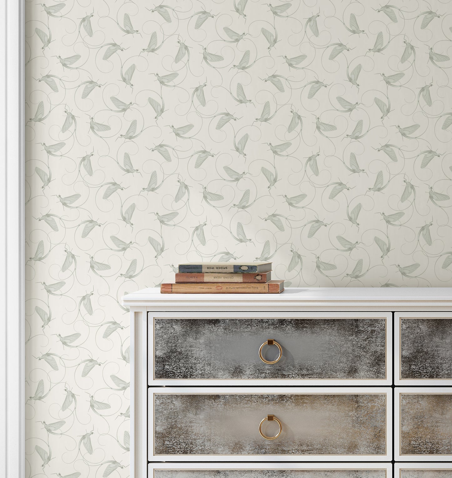 Dance Of The Mayfly Lichen on Linen Wallpaper
