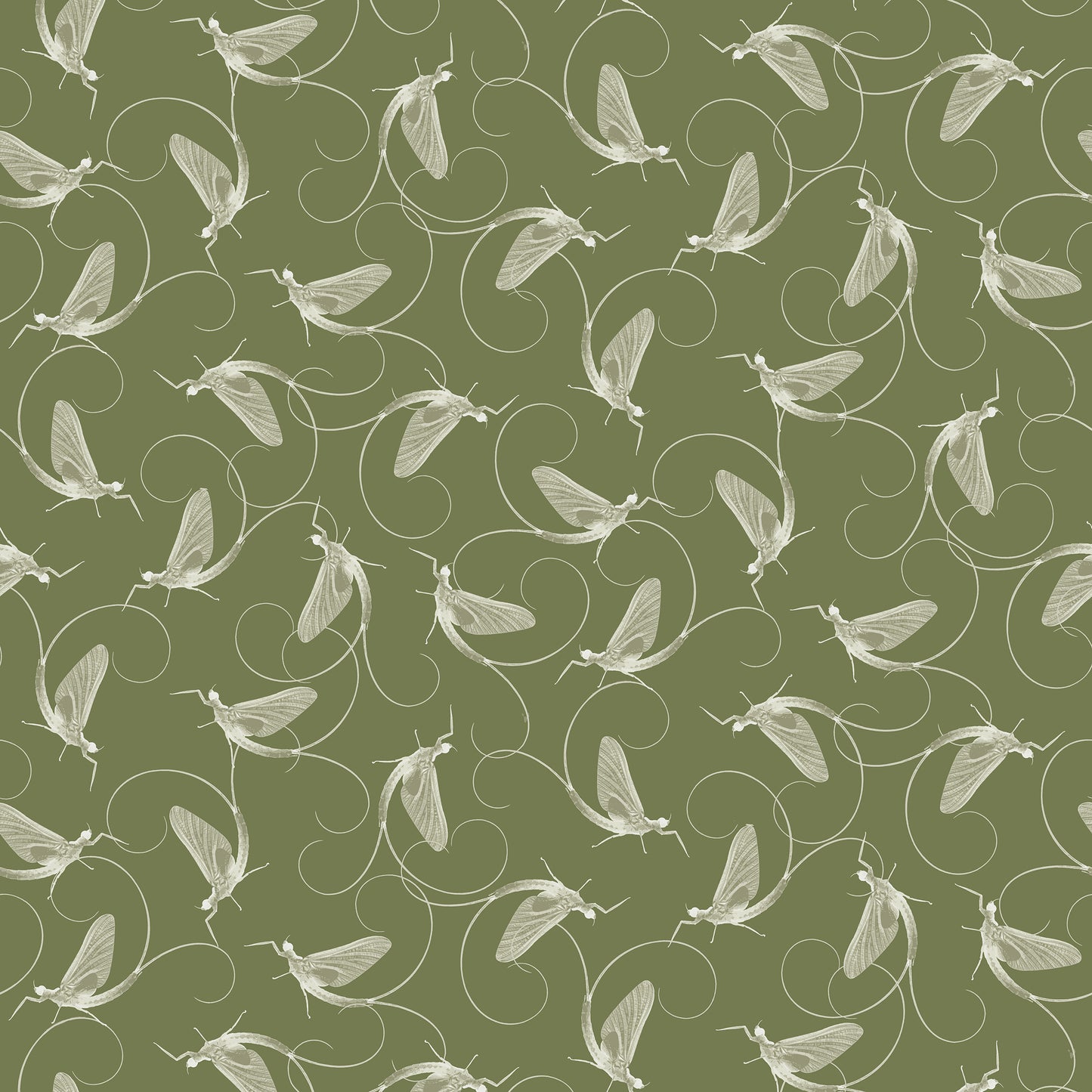 Dance Of The Mayfly Sage on Bronze Green Wallpaper