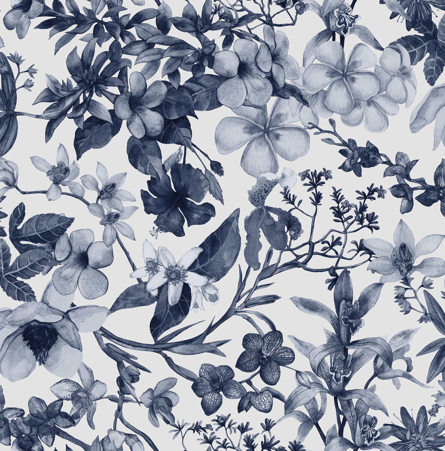 Dulcina Floral Inky Blue Wallpaper
