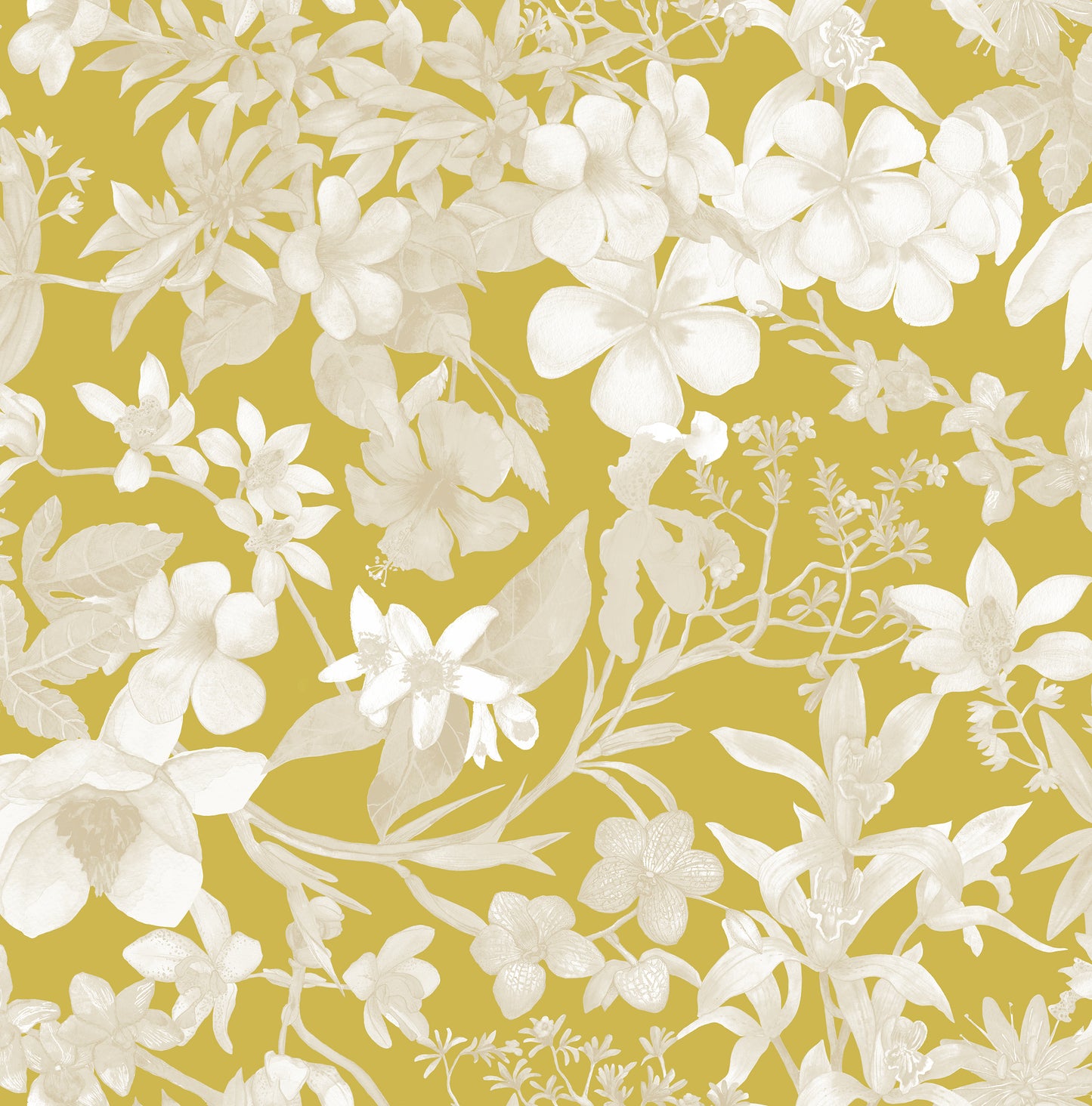 Dulcina Floral Mustard Wallpaper