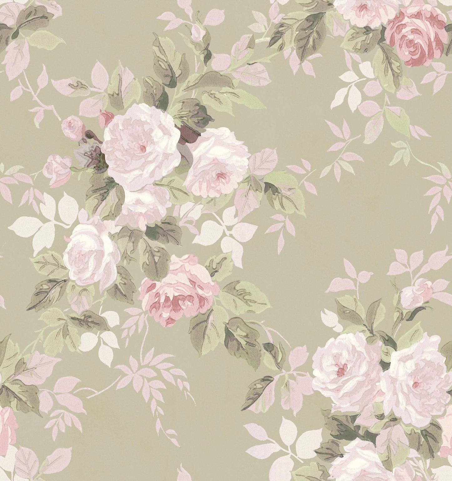Rambler Moss & Pink Wallpaper