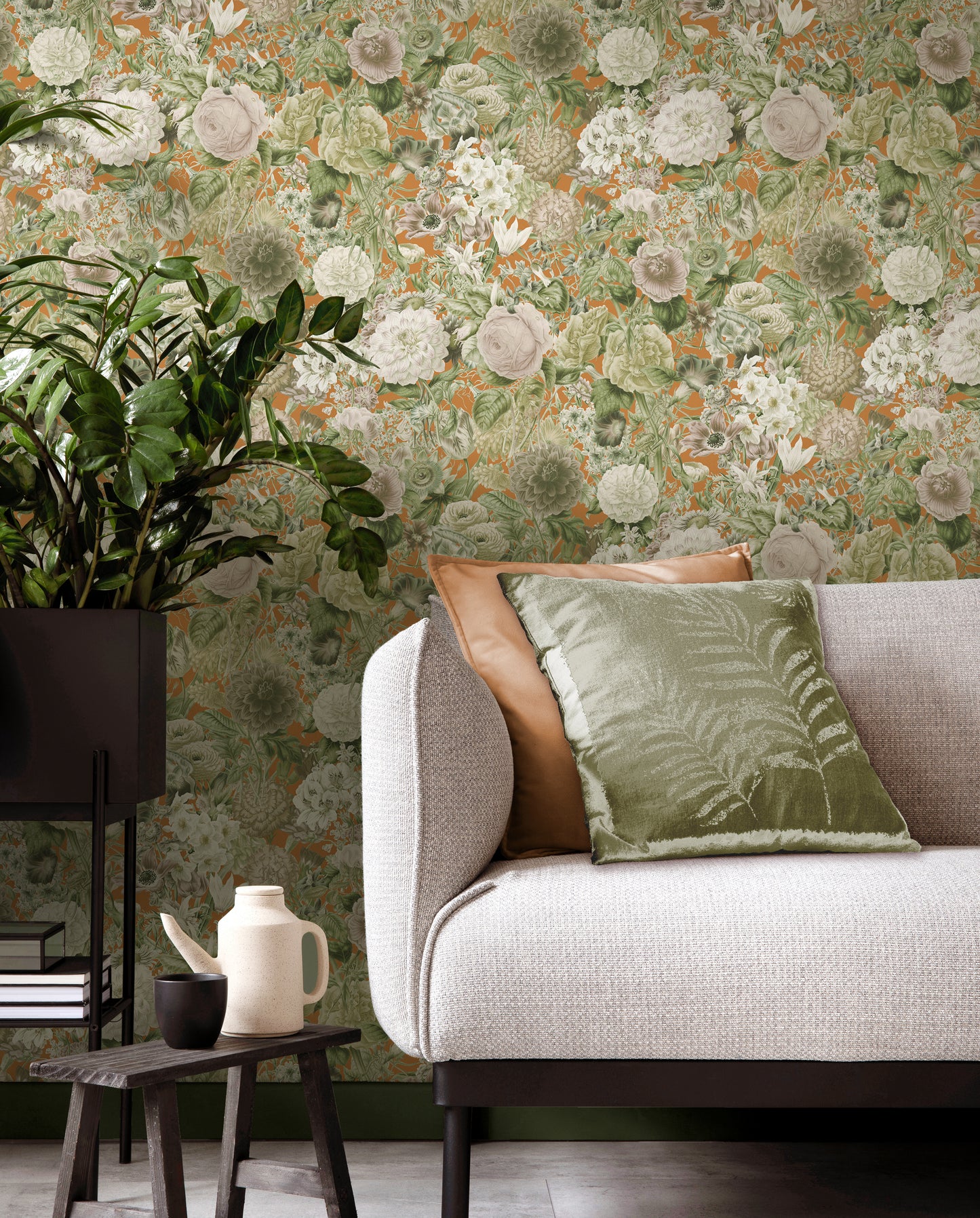 Papier peint mousse floribunda sur citrouille