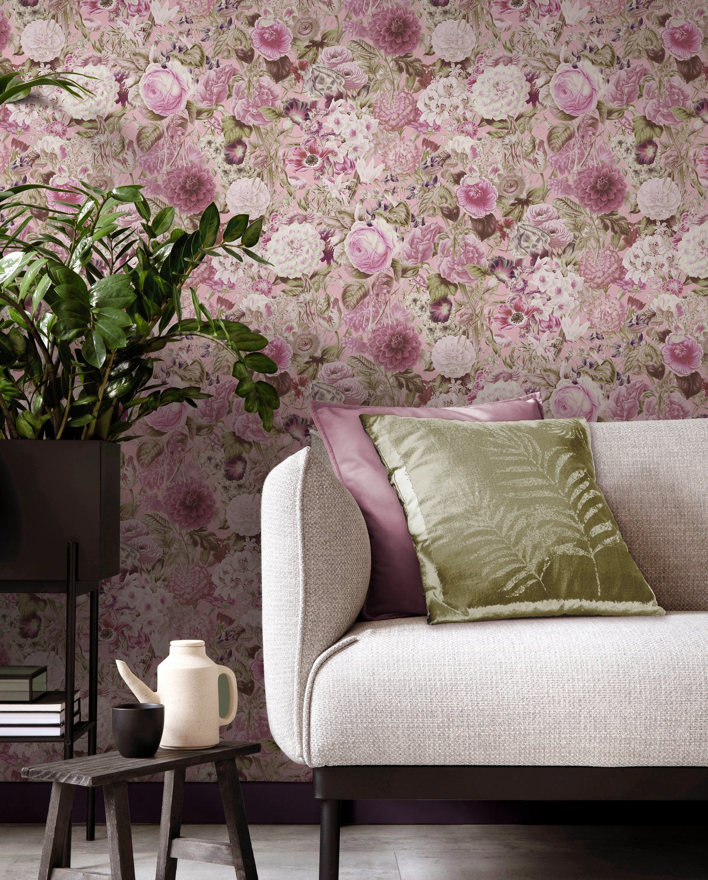 Floribunda Shades of Pink Wallpaper