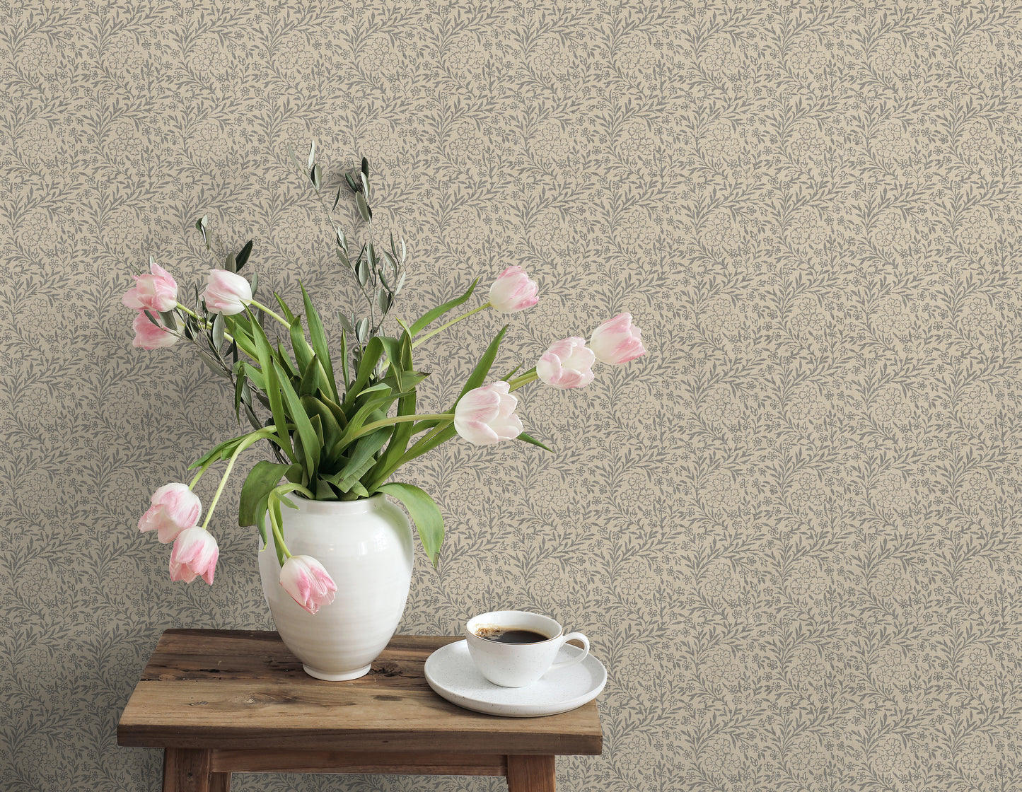 Papier Peint Haie Gris sur Paille