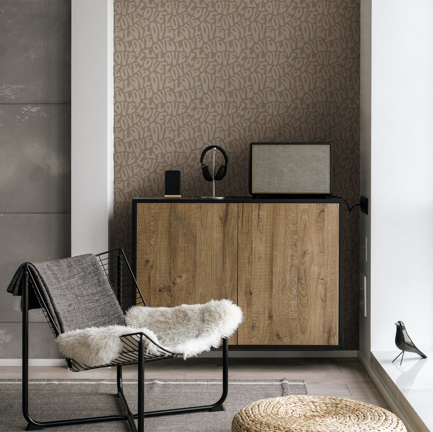 L'amour Beige Wallpaper
