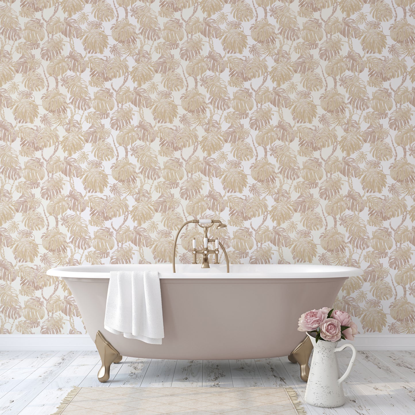 Monstera Muted Pink Wallpaper