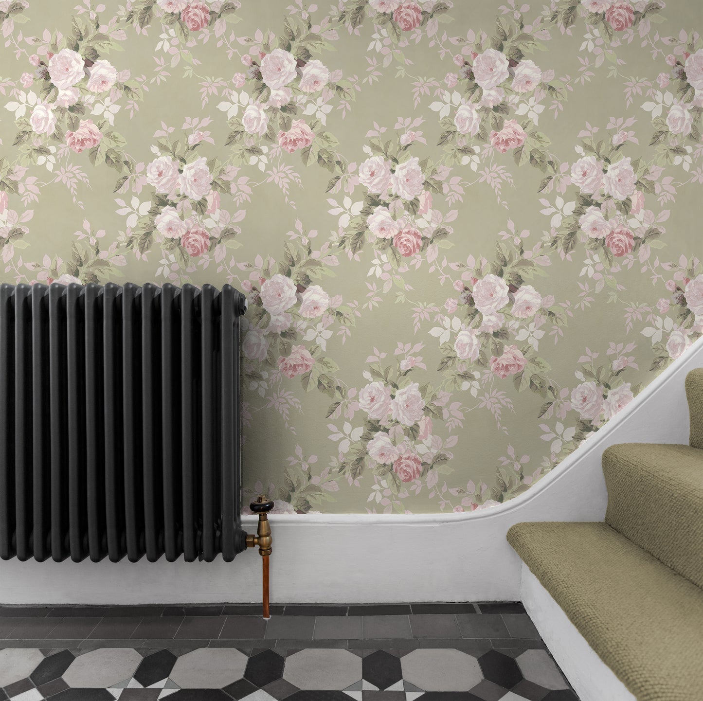 Rambler Moss & Pink Wallpaper