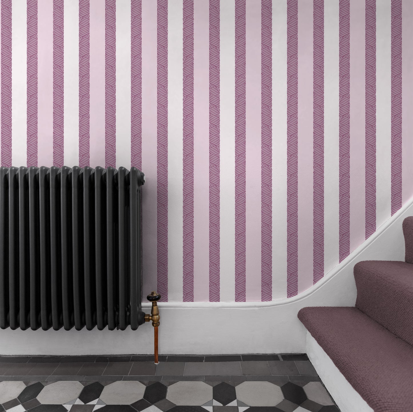 Twisted Stripe Mulberry Wallpaper