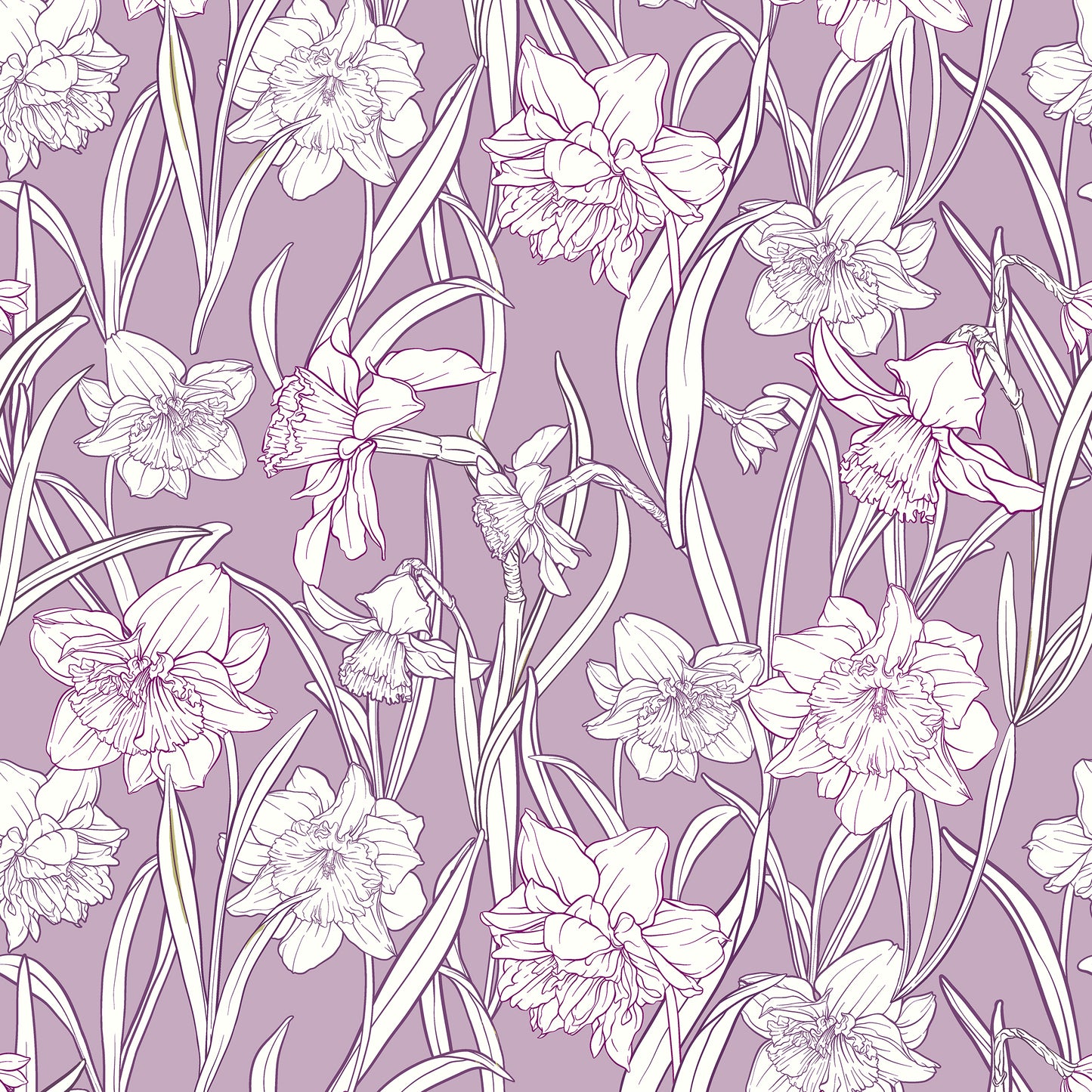Narcissi Damson Wallpaper