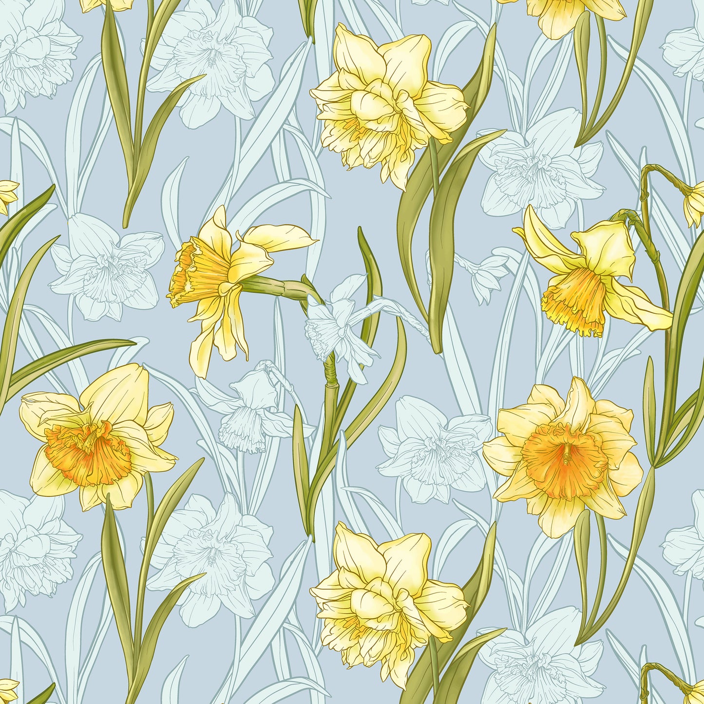Narcissi Sky Blue Wallpaper