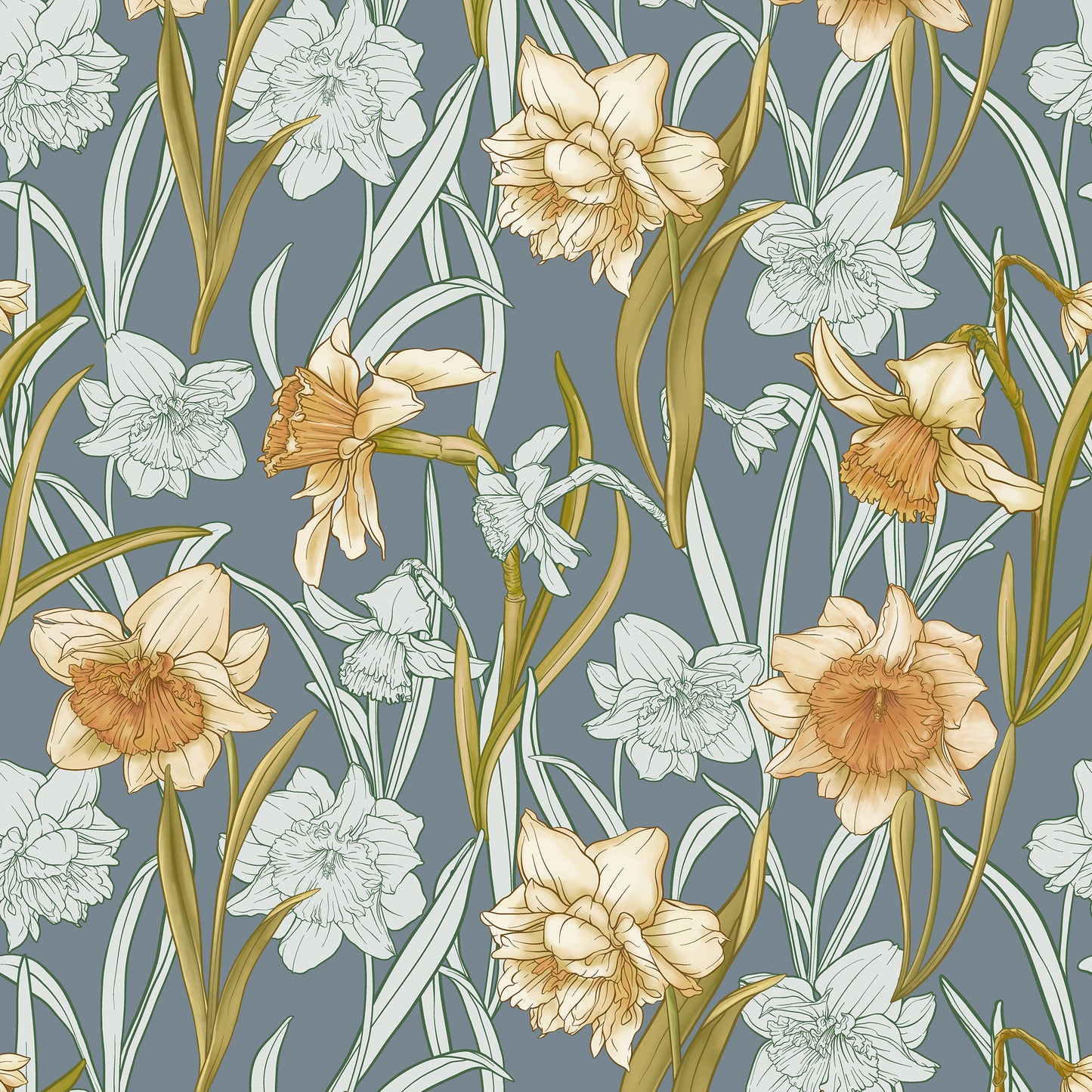 Narcissi Storm Blue Wallpaper