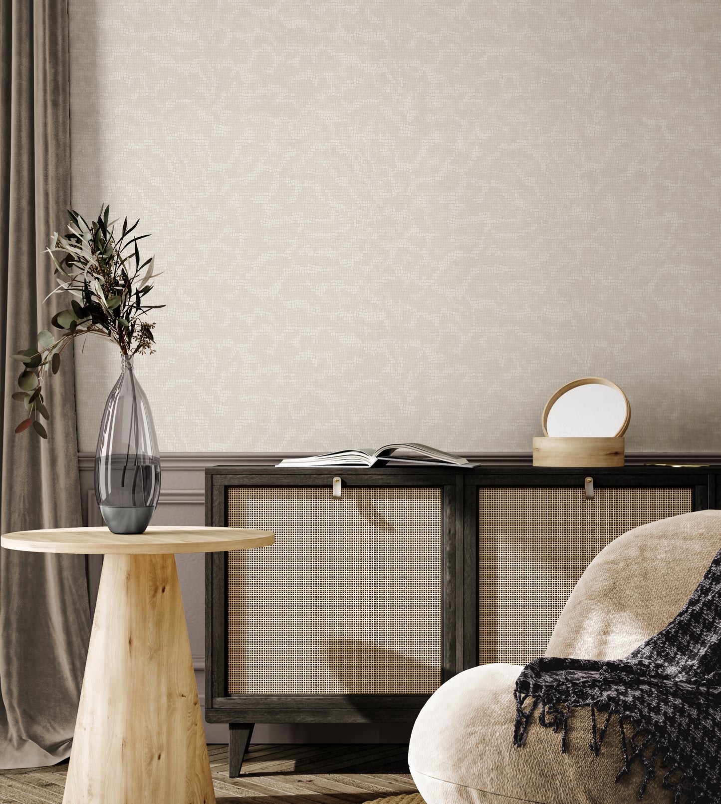 Ocelot Mosaic Bleached Bone Wallpaper