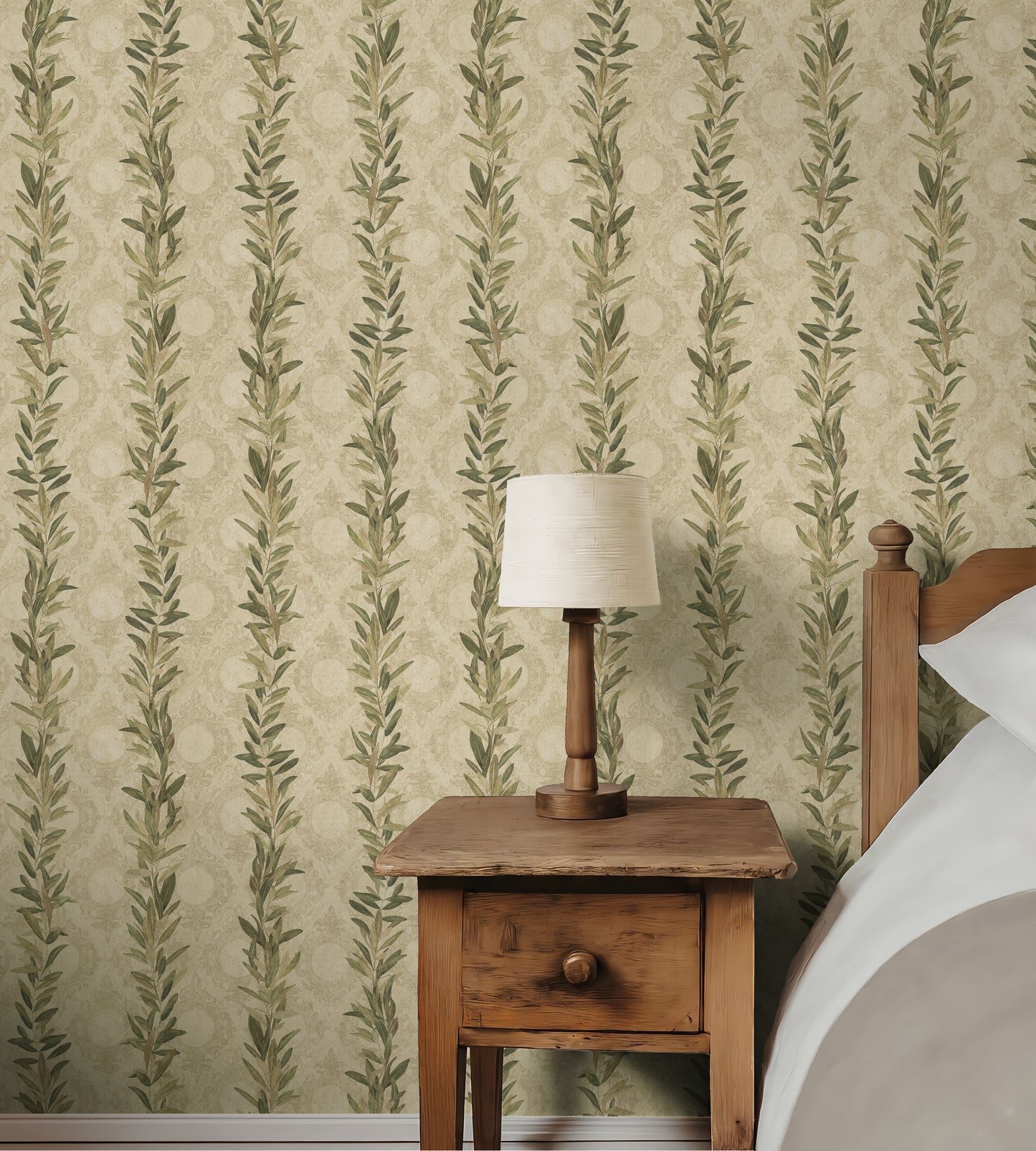 Olive Branch Sackcloth Wallpaper