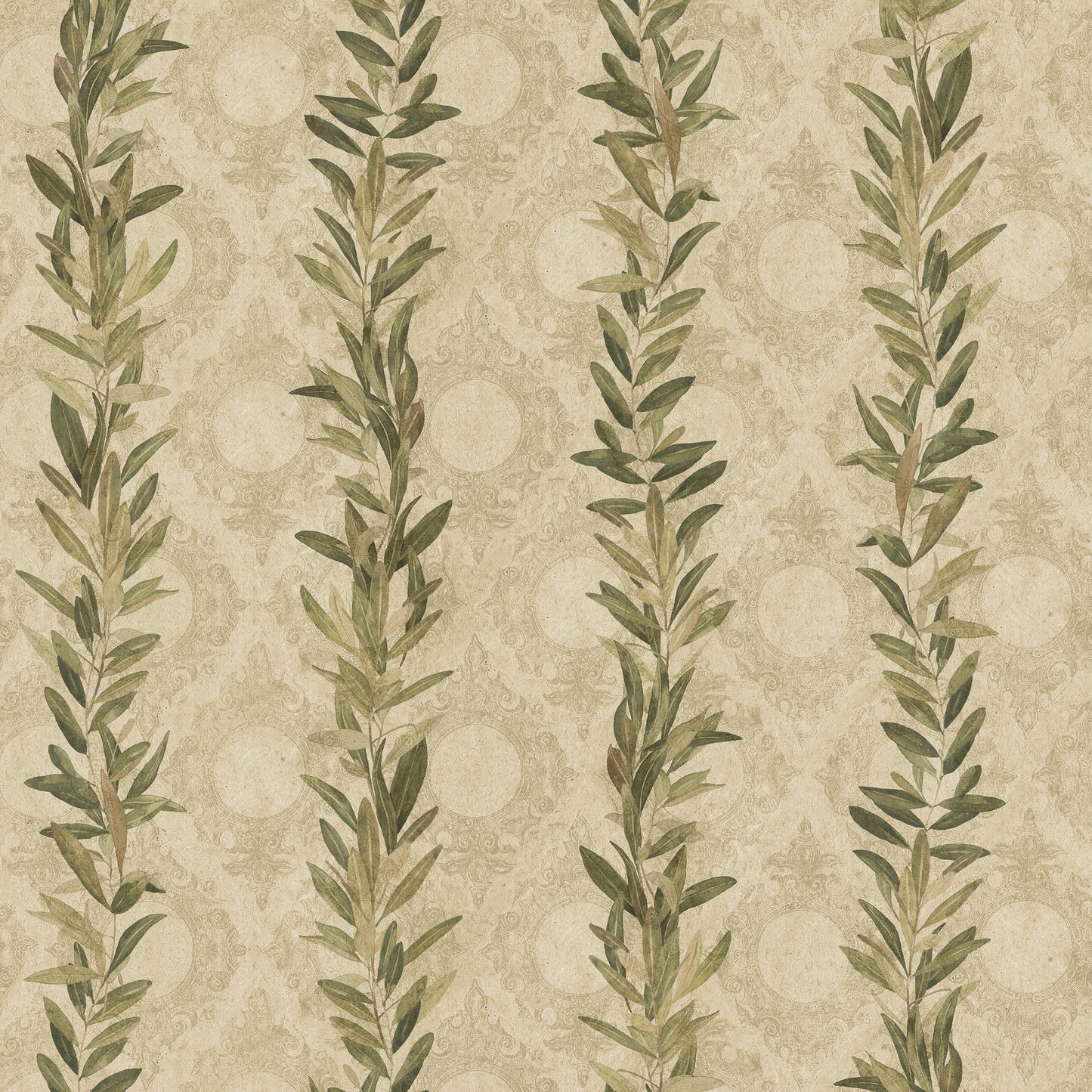 Olive Branch Sackcloth Wallpaper
