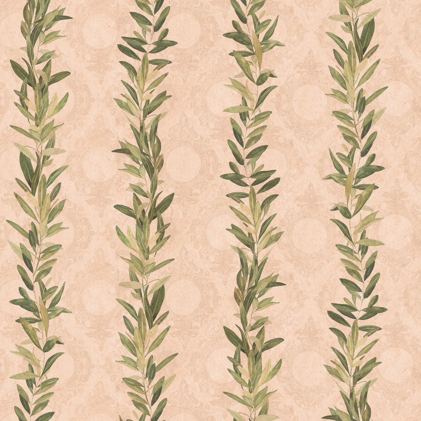 Olive Branch Tuscan Pink Wallpaper