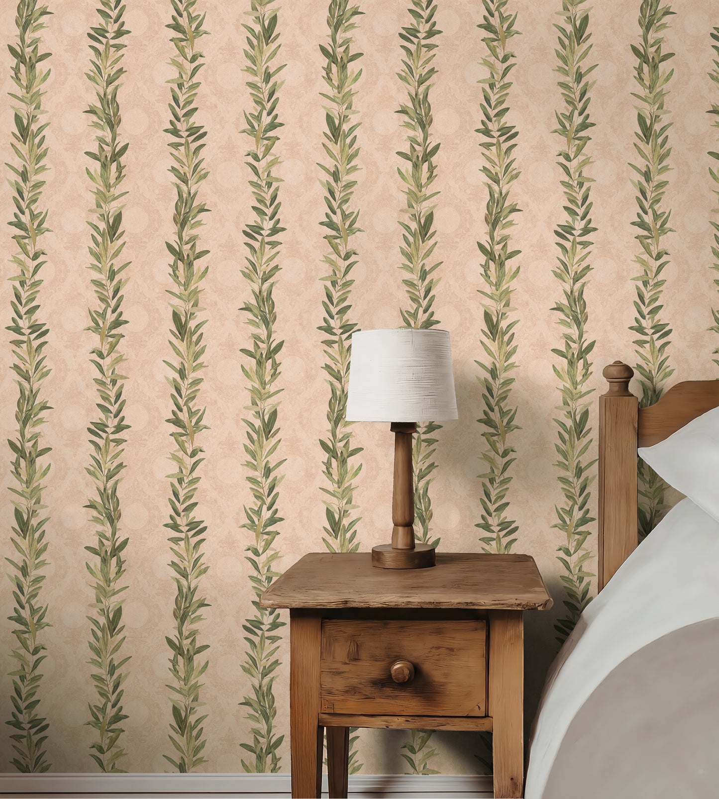 Olive Branch Tuscan Pink Wallpaper