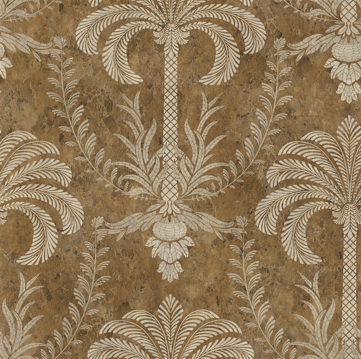 Palm Damask Earth Wallpaper