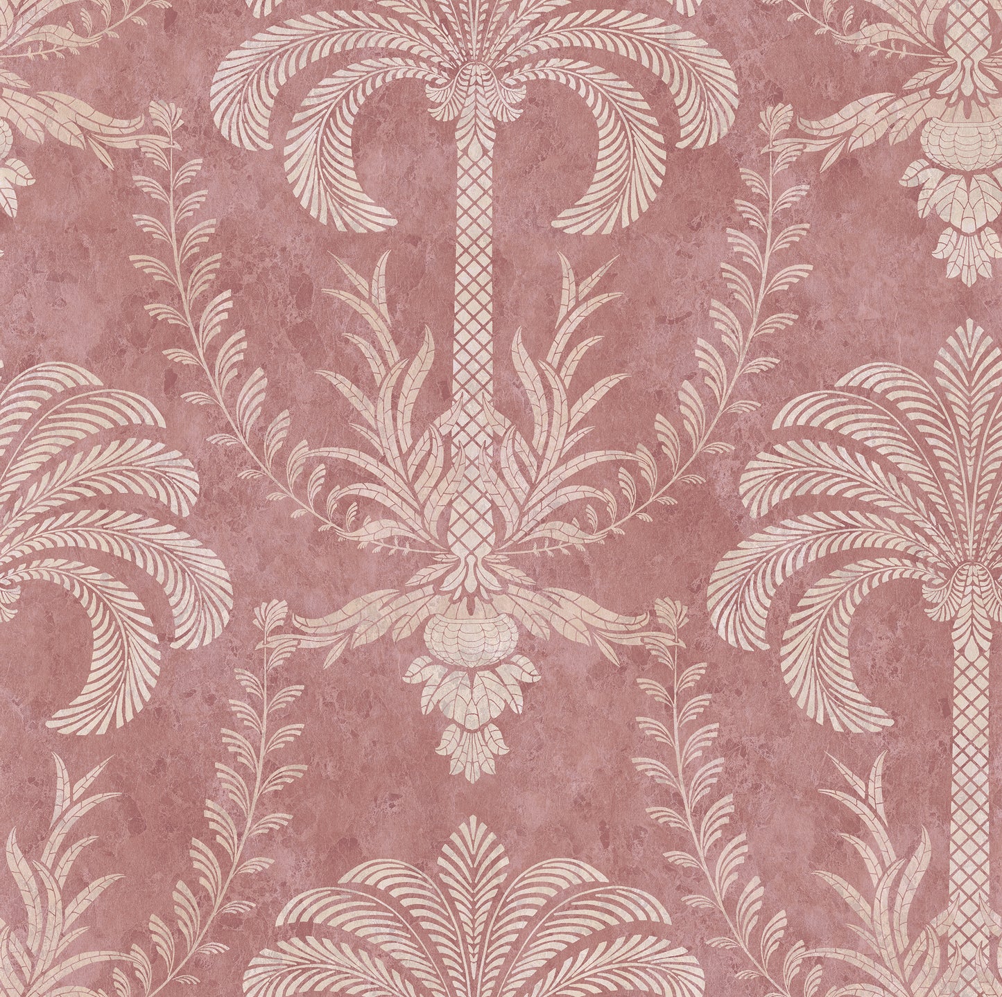 Palm Damask Pink Sandstone Wallpaper