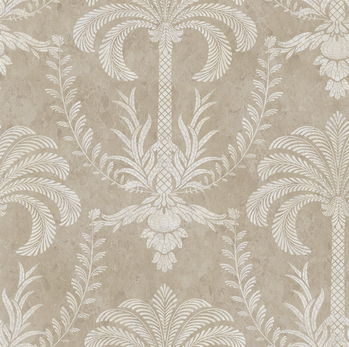 Palm Damask Portland Stone Wallpaper