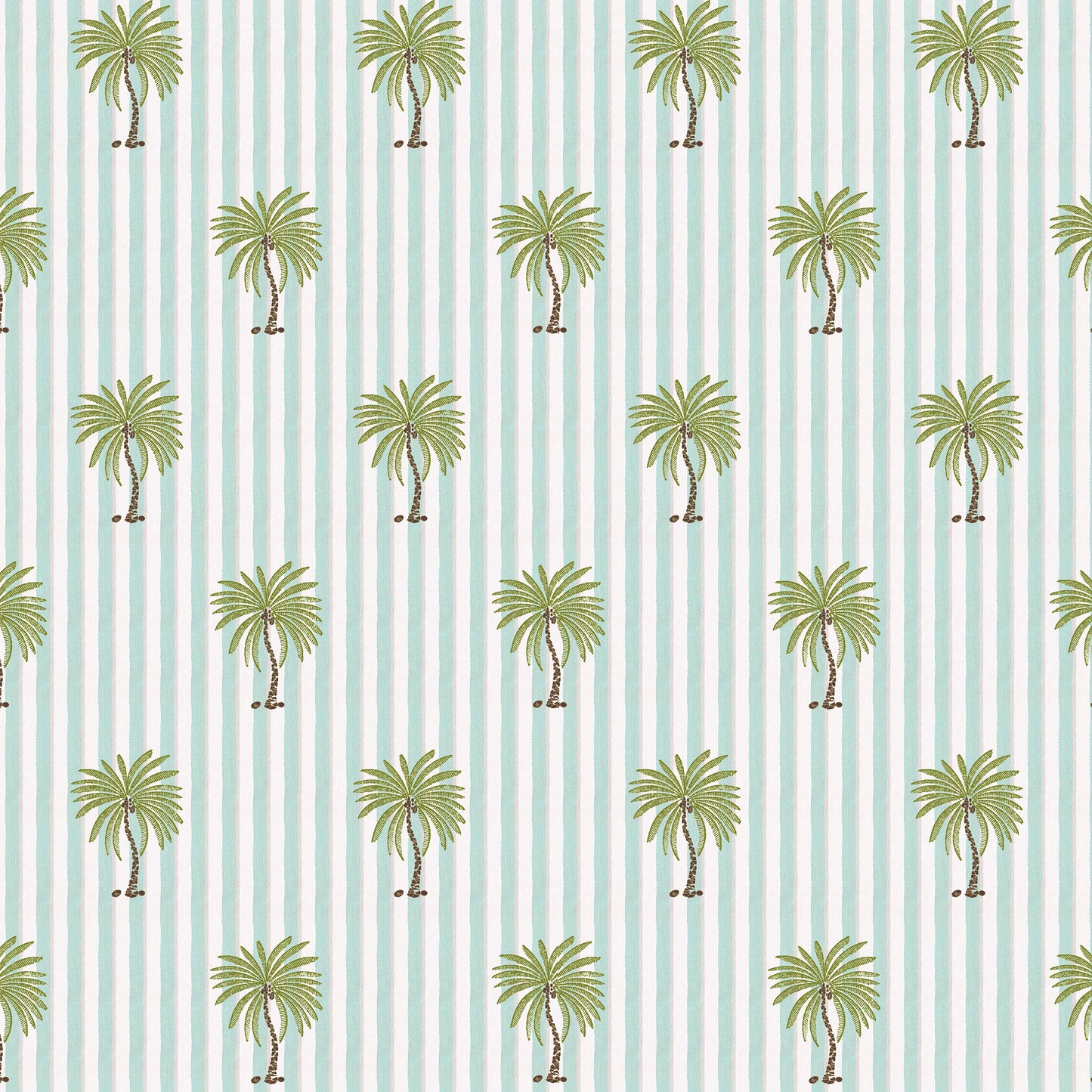 Papier Peint Turquoise à Rayures Palmiers