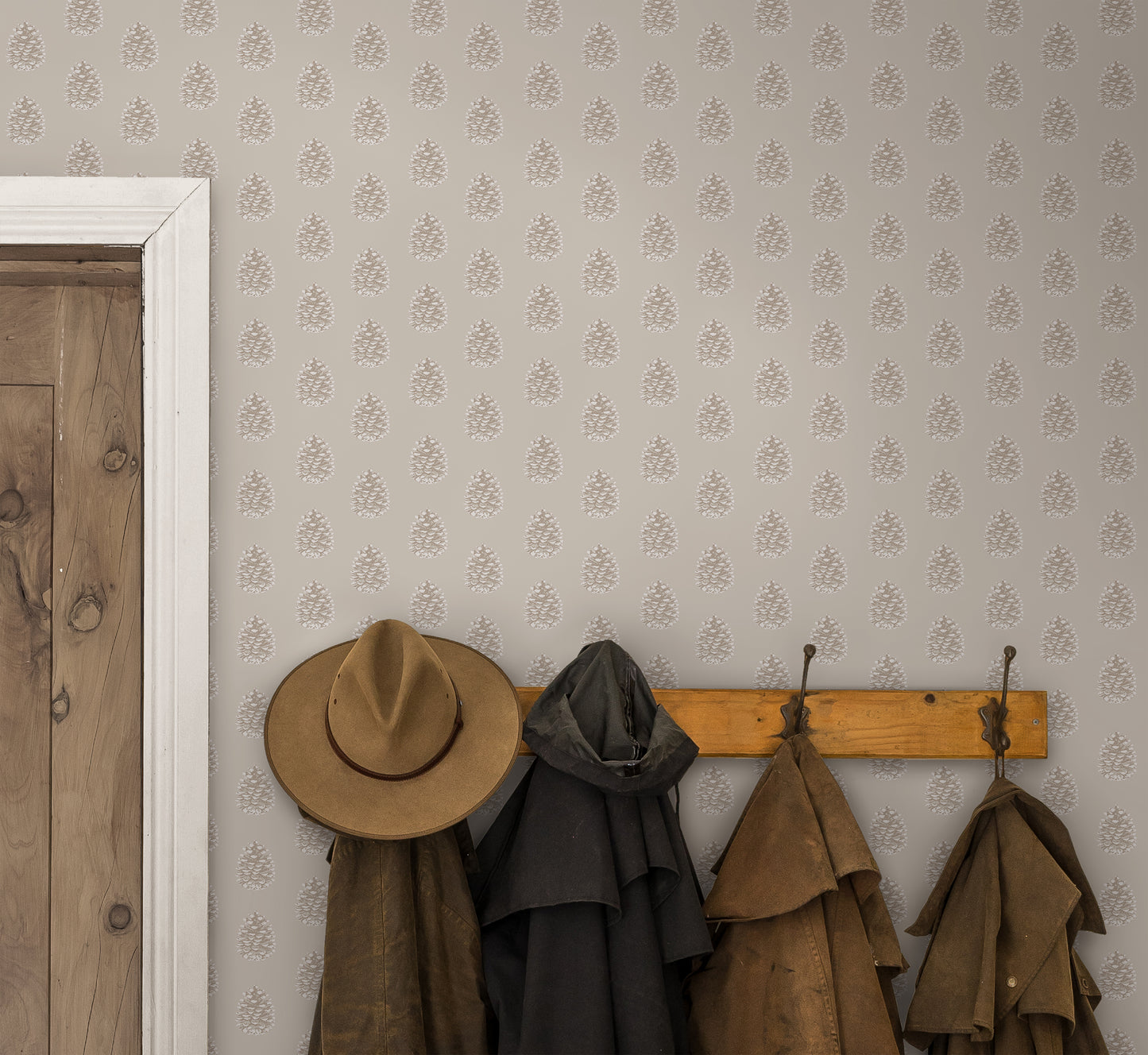 Pine Cones French Beige Wallpaper
