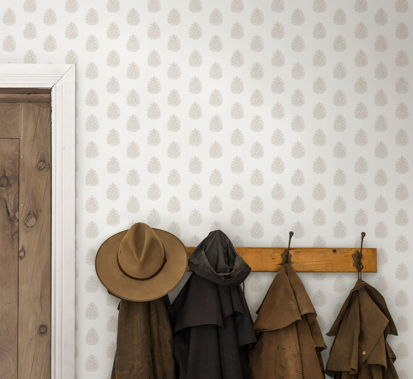 Pine Cones Oatmeal Wallpaper