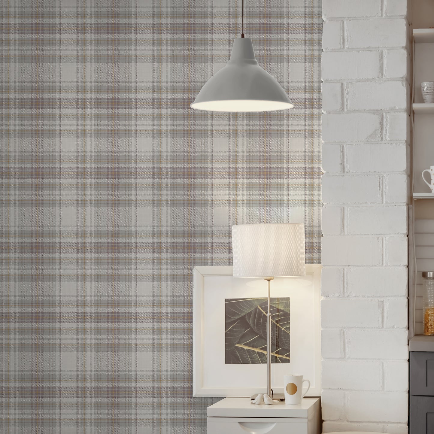 Plaid Heather on Stone Wallpaper