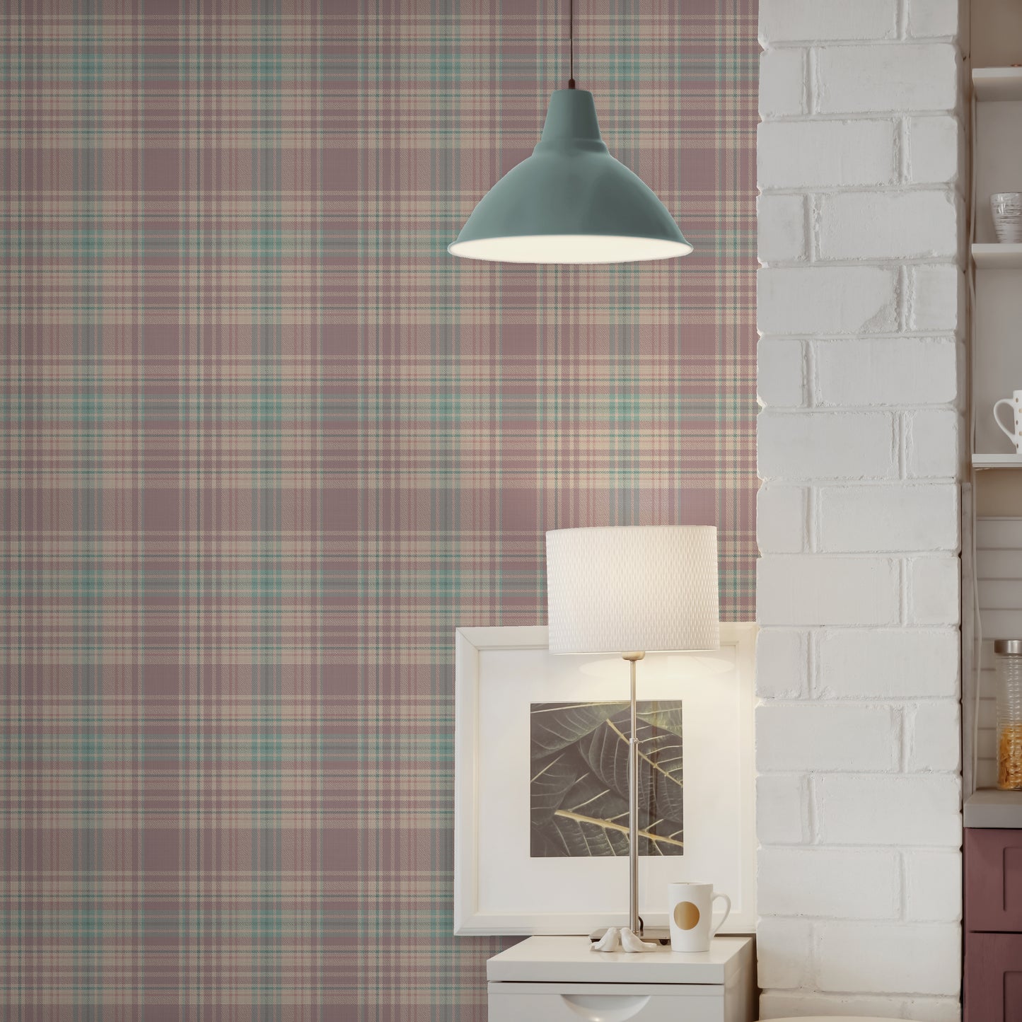 Plaid Pinks & Teal Wallpaper