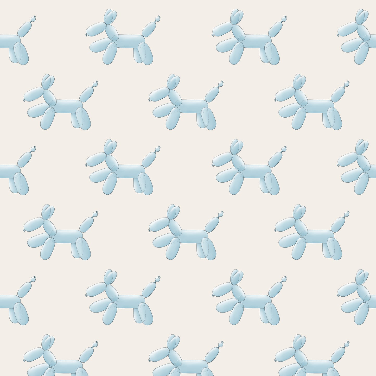 Pop The Dog Blue on Ivory Wallpaper