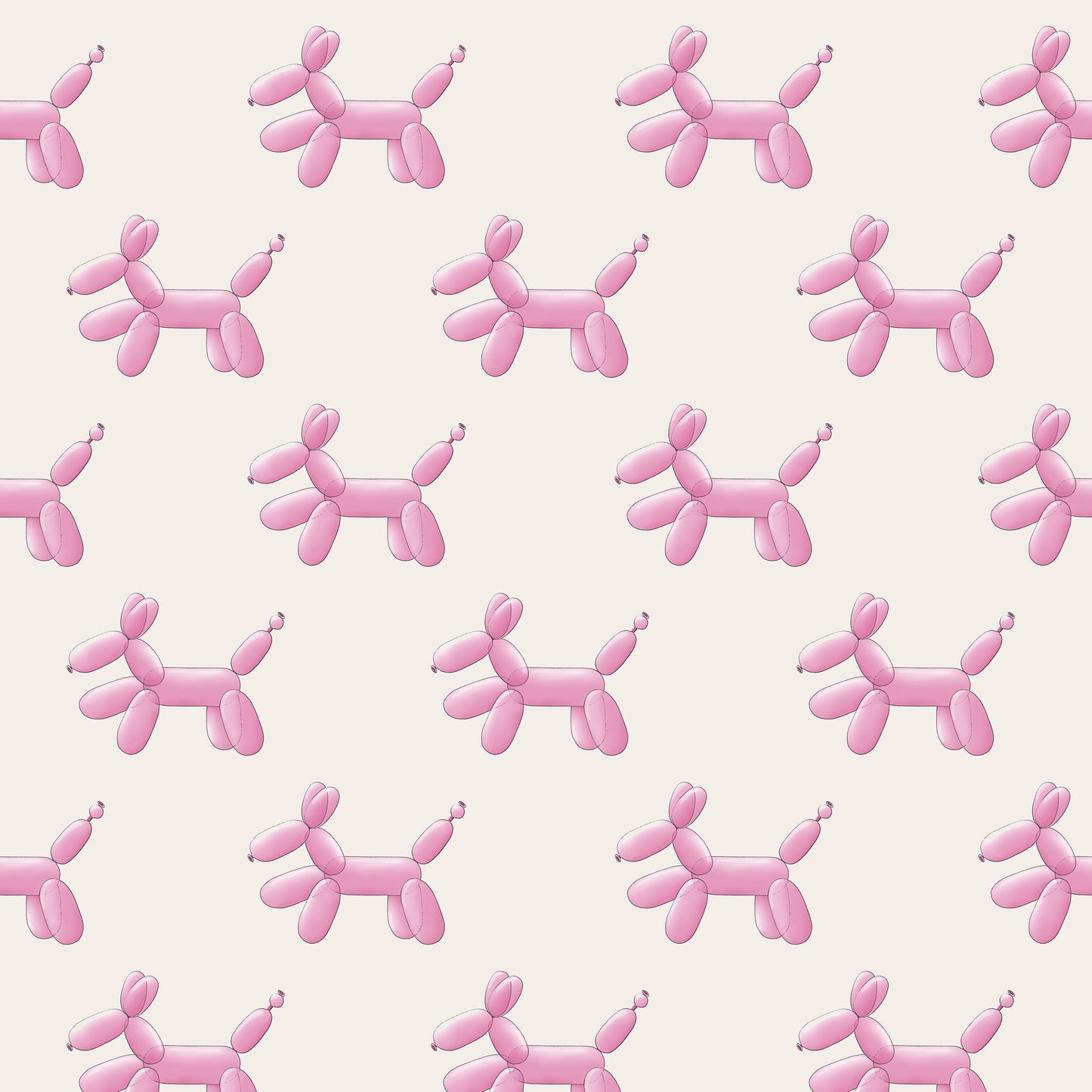 Pop The Dog Pink on Ivory Wallpaper