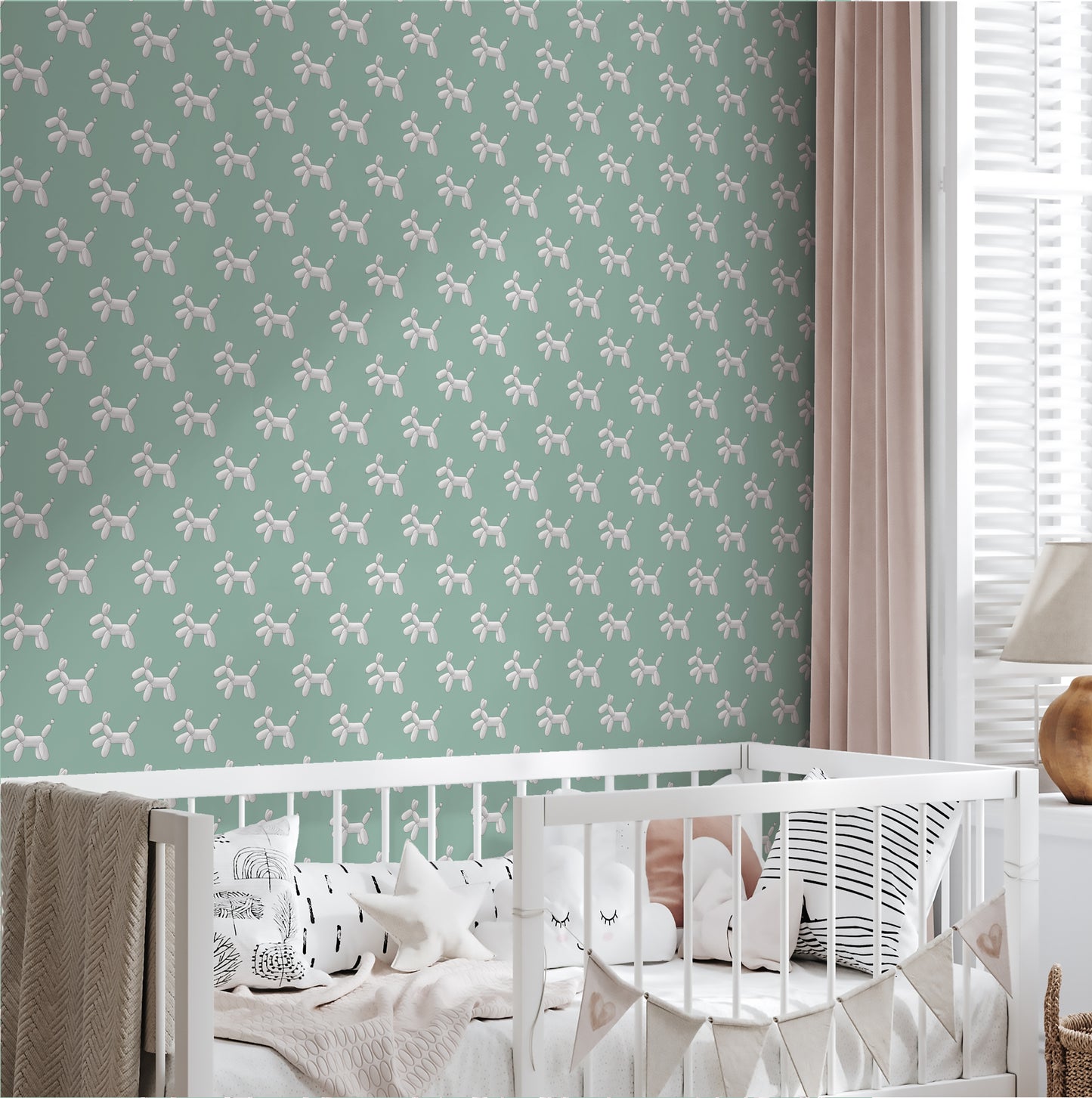 Pop The Dog White on Mint Wallpaper