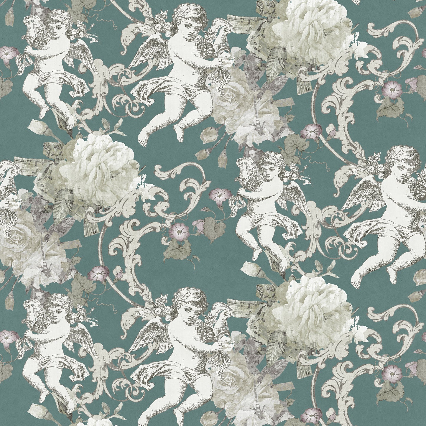 Raphael Teal Wallpaper