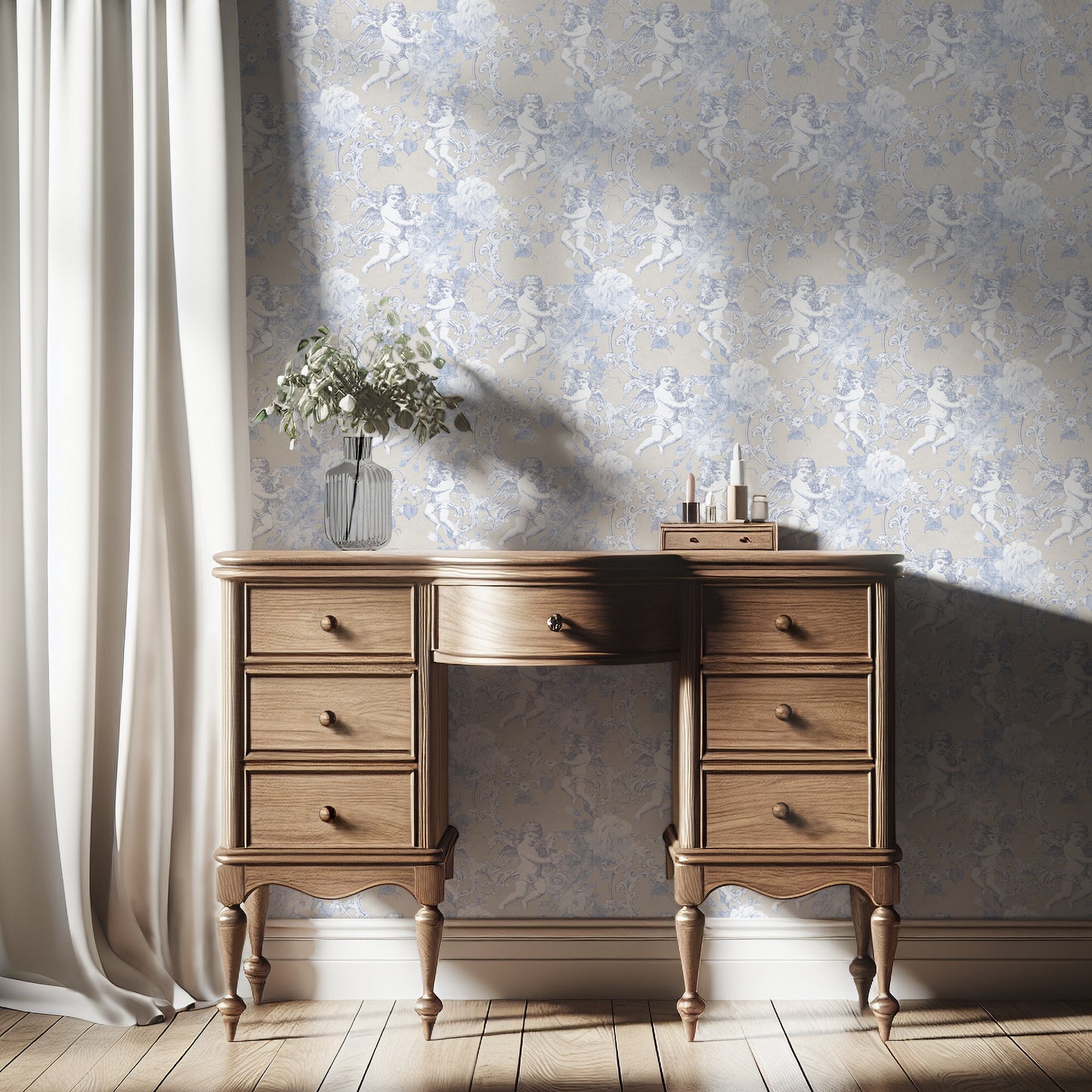 Raphael Wedgewood Blue Wallpaper